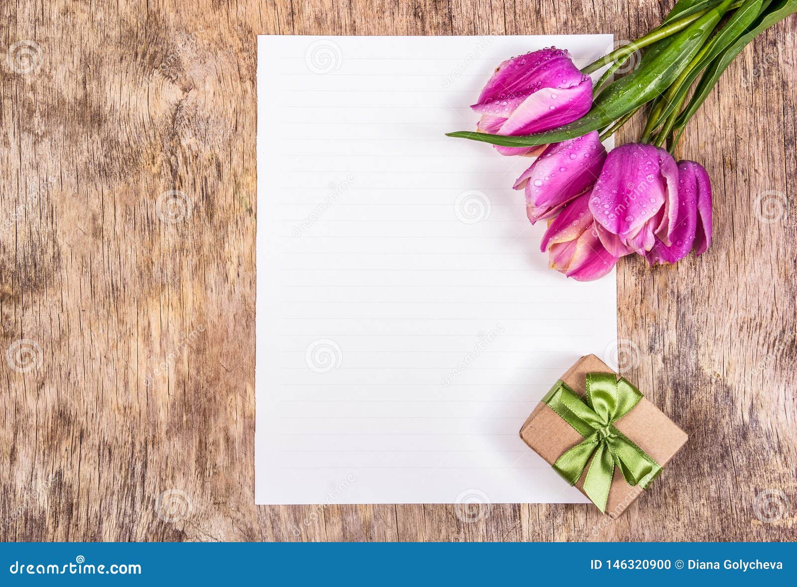 Download Gift Box And Tulips. Romantic Concept. Gift Box With ...