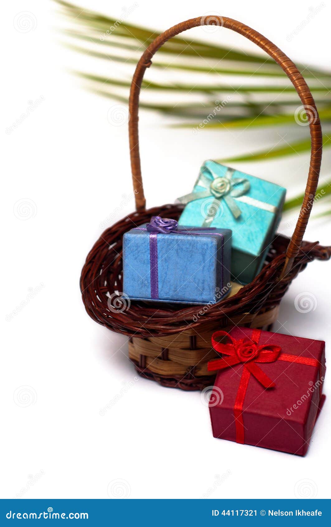 Gift Boxes and Wicker Basket Stock Image Image of closeup, chip 44117321