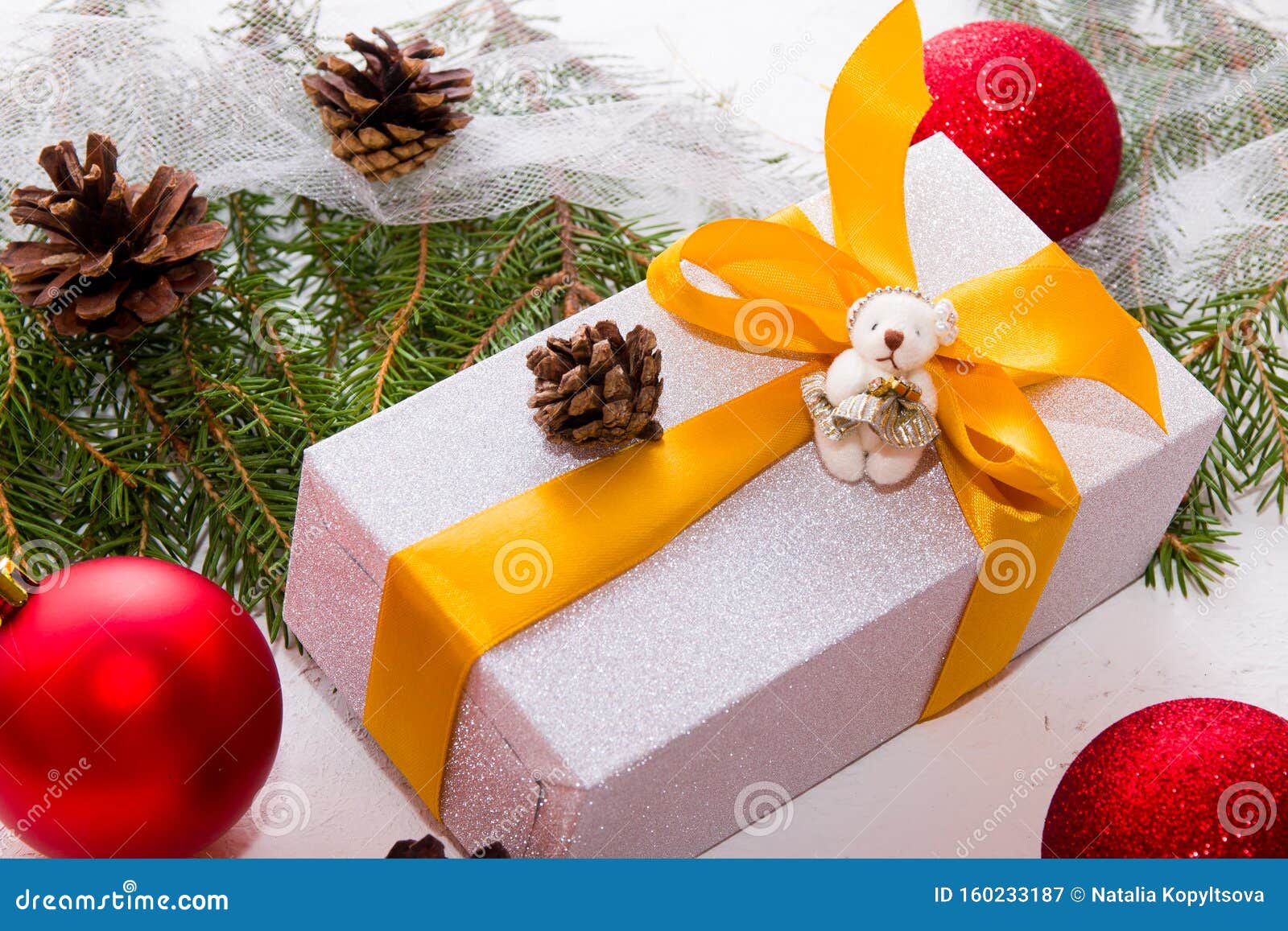 Gift box in wrapping paper stock image. Image of family - 160233187