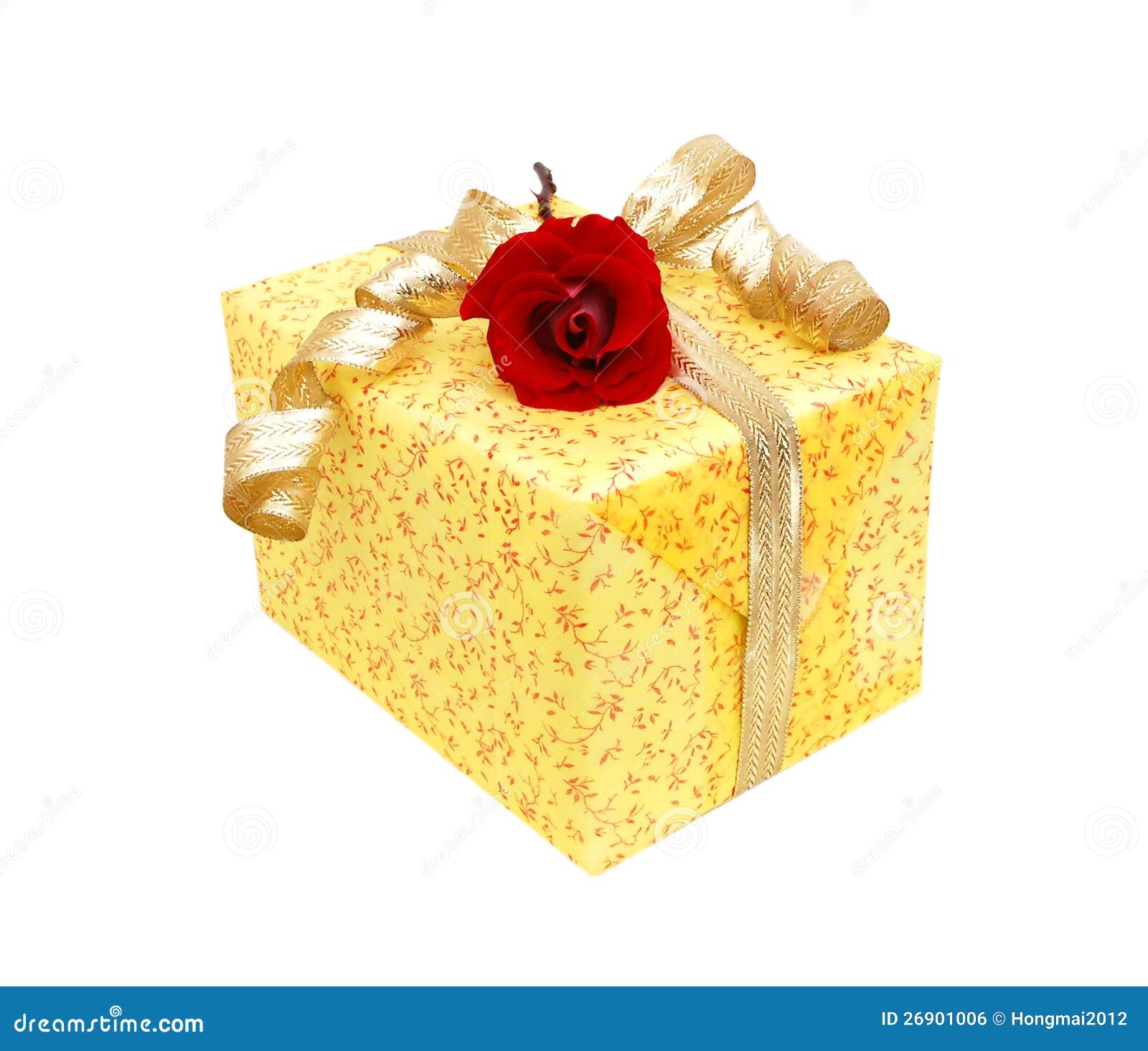 Gift Box with Yellow Ribbon Bow Stock Photo Image of ornament