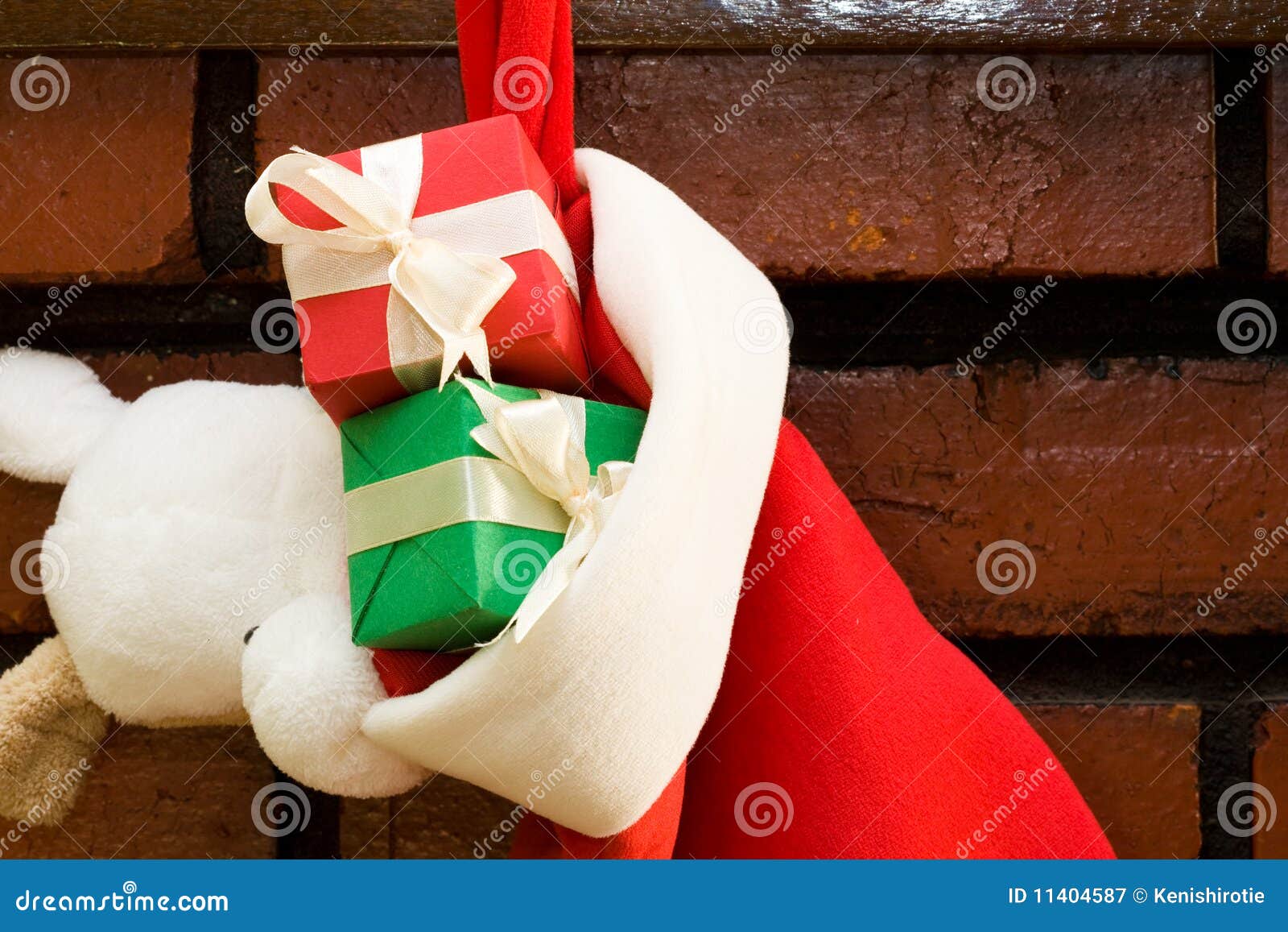 Gift Boxes in a Christmas Sock Stock Image Image of colorful