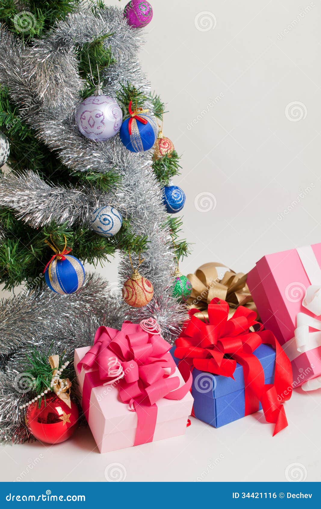 Gift Boxes and Christmas Tree Stock Photo Image of holiday, festive