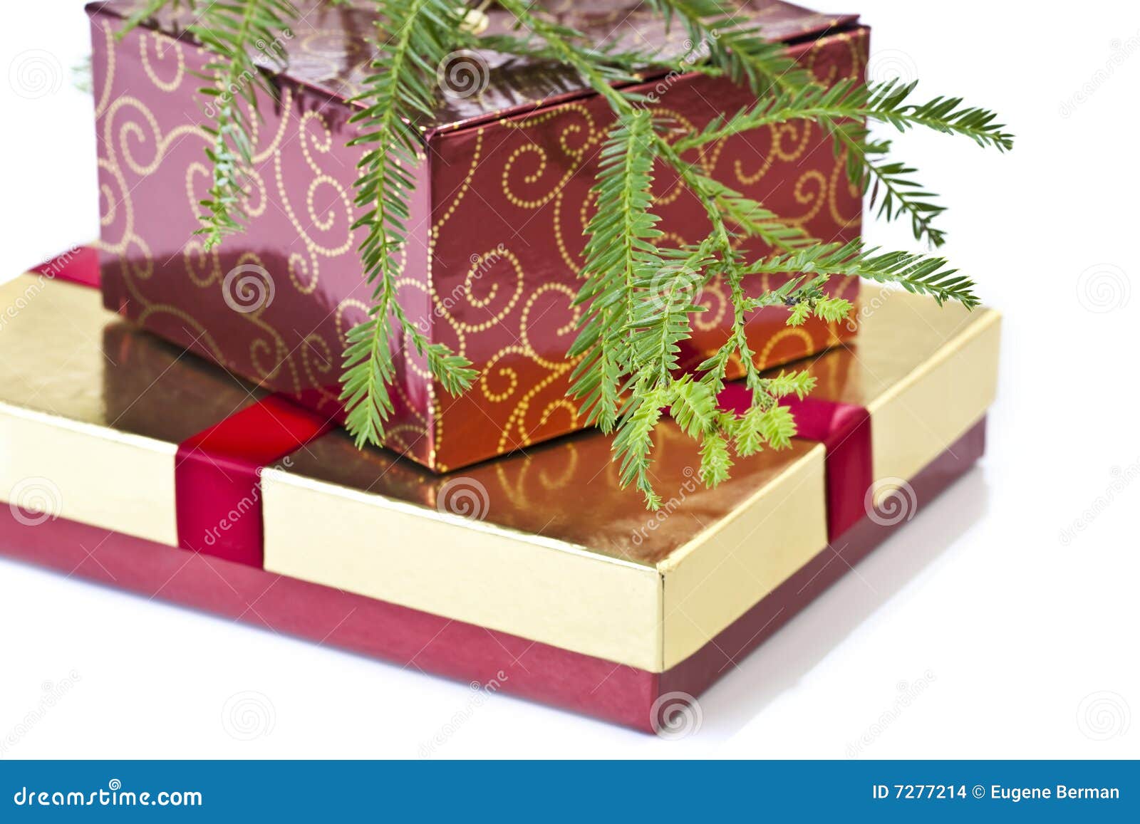 Gift Boxes and Christmas Tree Stock Photo Image of gold, christmas
