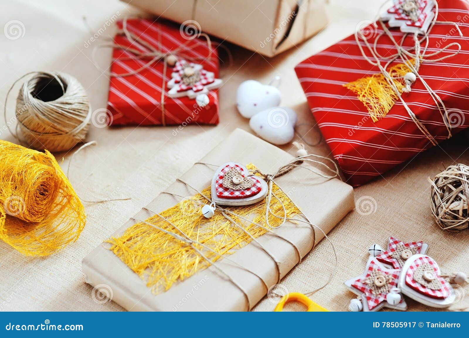 Gift Boxes for Christmas and Tree Decorations Stock Image Image of