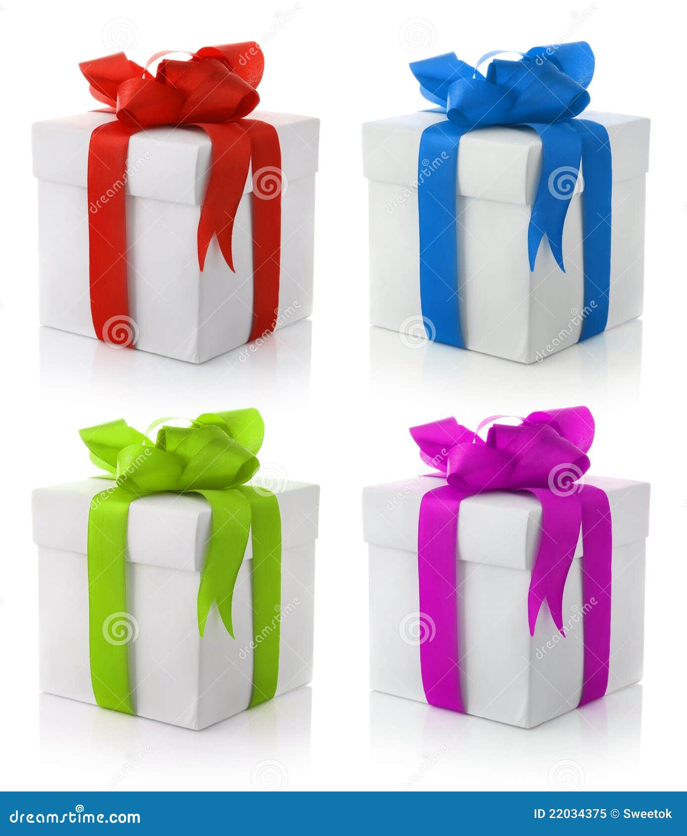 Gift boxes with color bows stock image. Image of closed 22034375