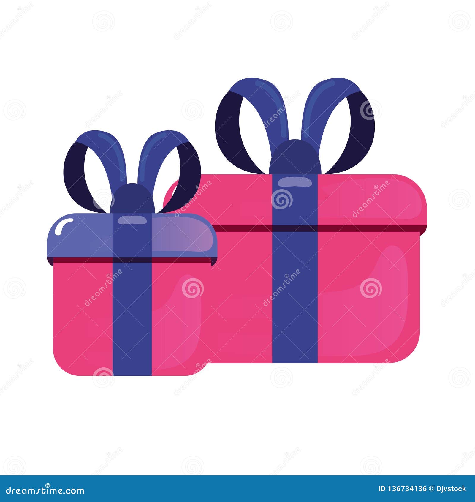 Gift boxes with ribbon stock vector. Illustration of object 136734136