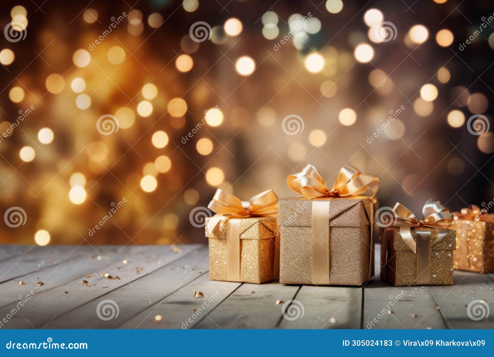 Gift Boxes with Ribbons and Christmas Decor Stock Illustration Illustration of object, winter