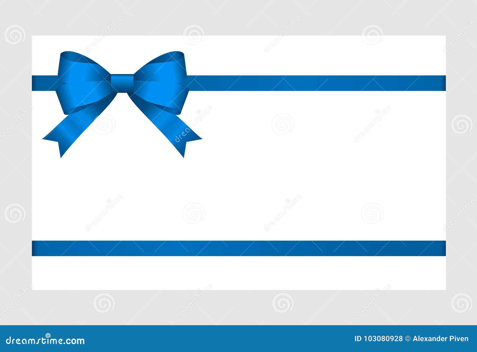 sorg Som klistermærke Gift Card with Blue Ribbon and a Bow on White Background. Stock Vector -  Illustration of pattern, closed: 103080928