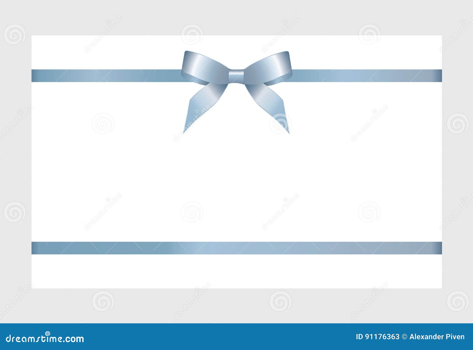 gift card with blue ribbon and a bow stock vector illustration of