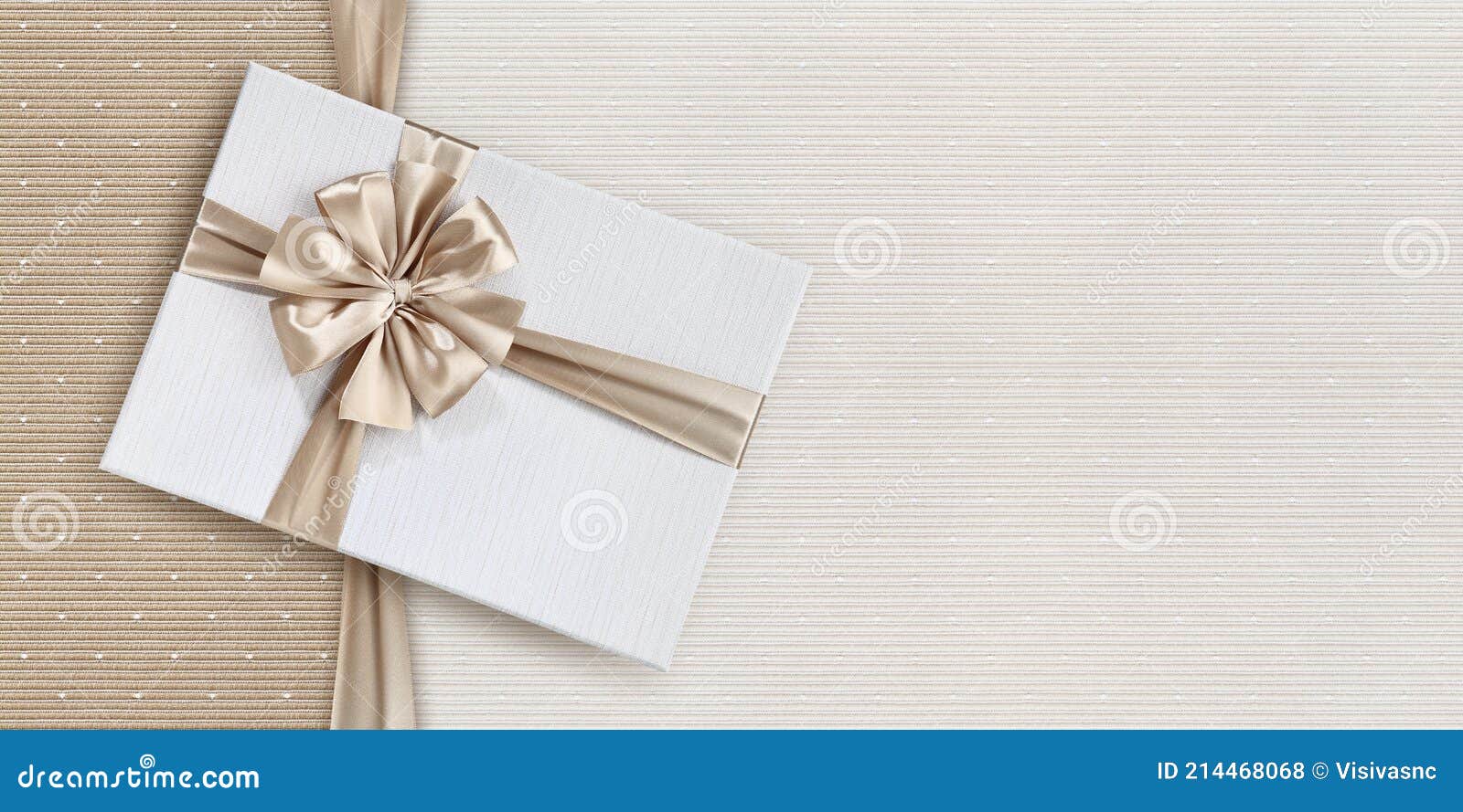 Plaid Pattern Gift Box With Beige Ribbon Bow And Blank Greeting Card  Isolated On White Background With Copy Space Just Add Your Own Text Use For  Christmas And New Year Festival Stock