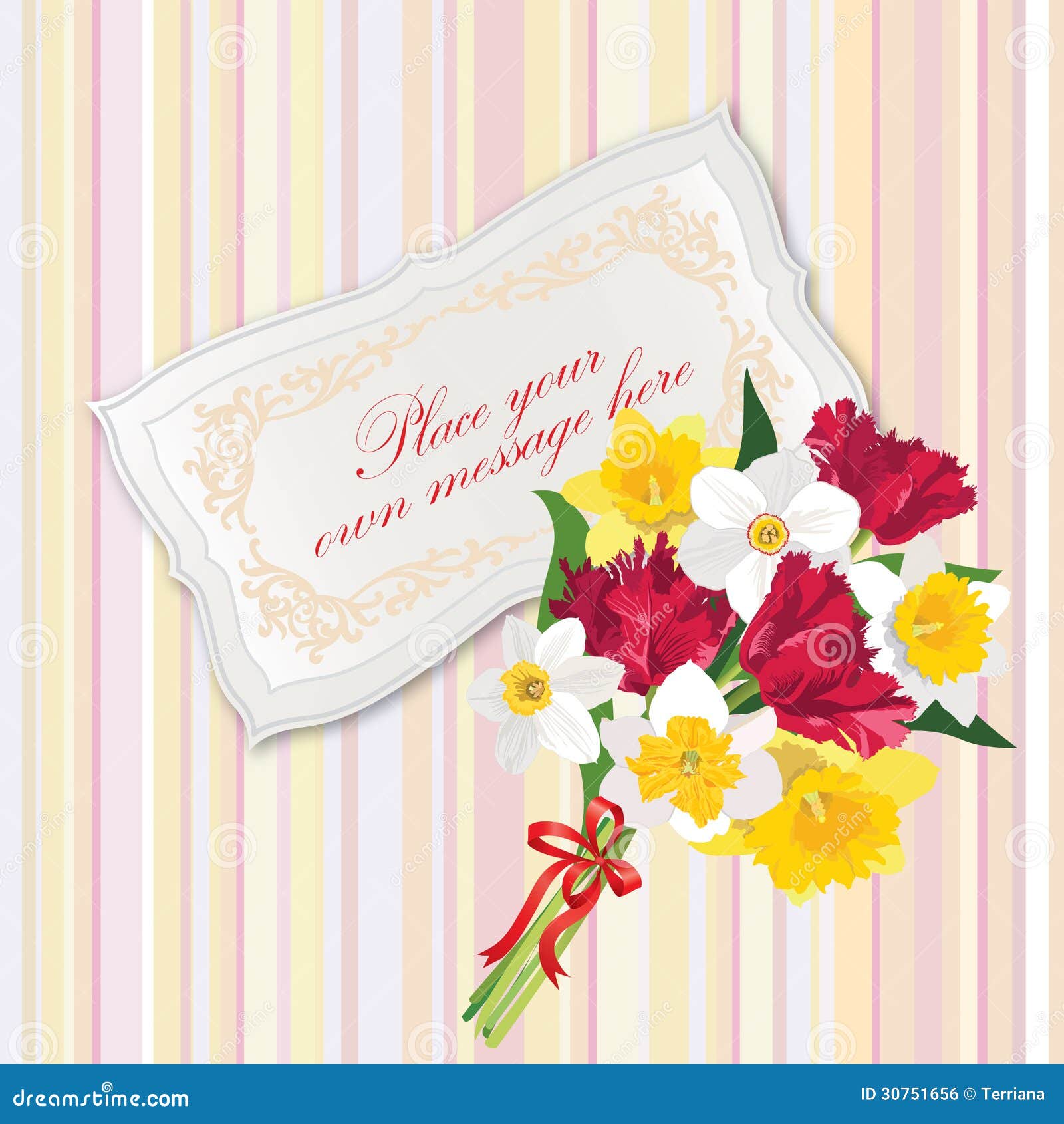 Gift Card with Flower Bouquet. Stock Vector Illustration of
