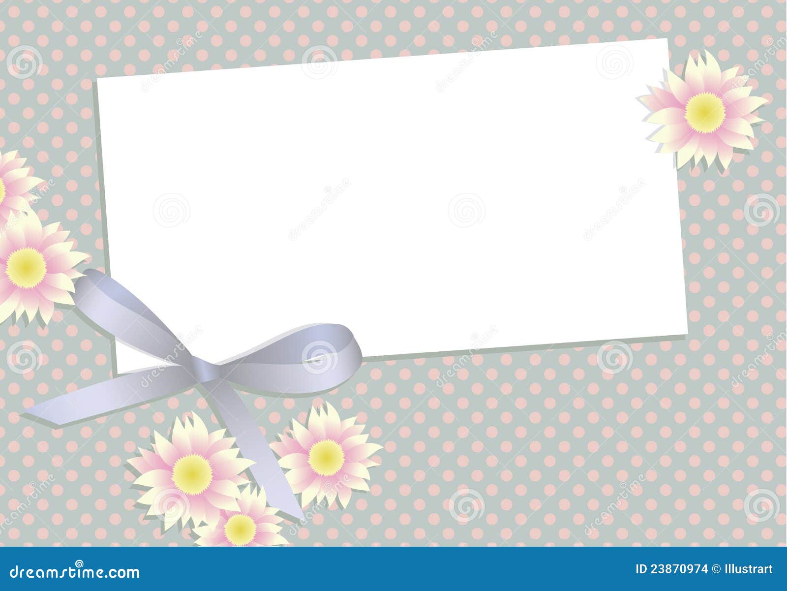 Gift Card with Flowers and Ribbon Stock Vector Illustration of copyspace, design 23870974