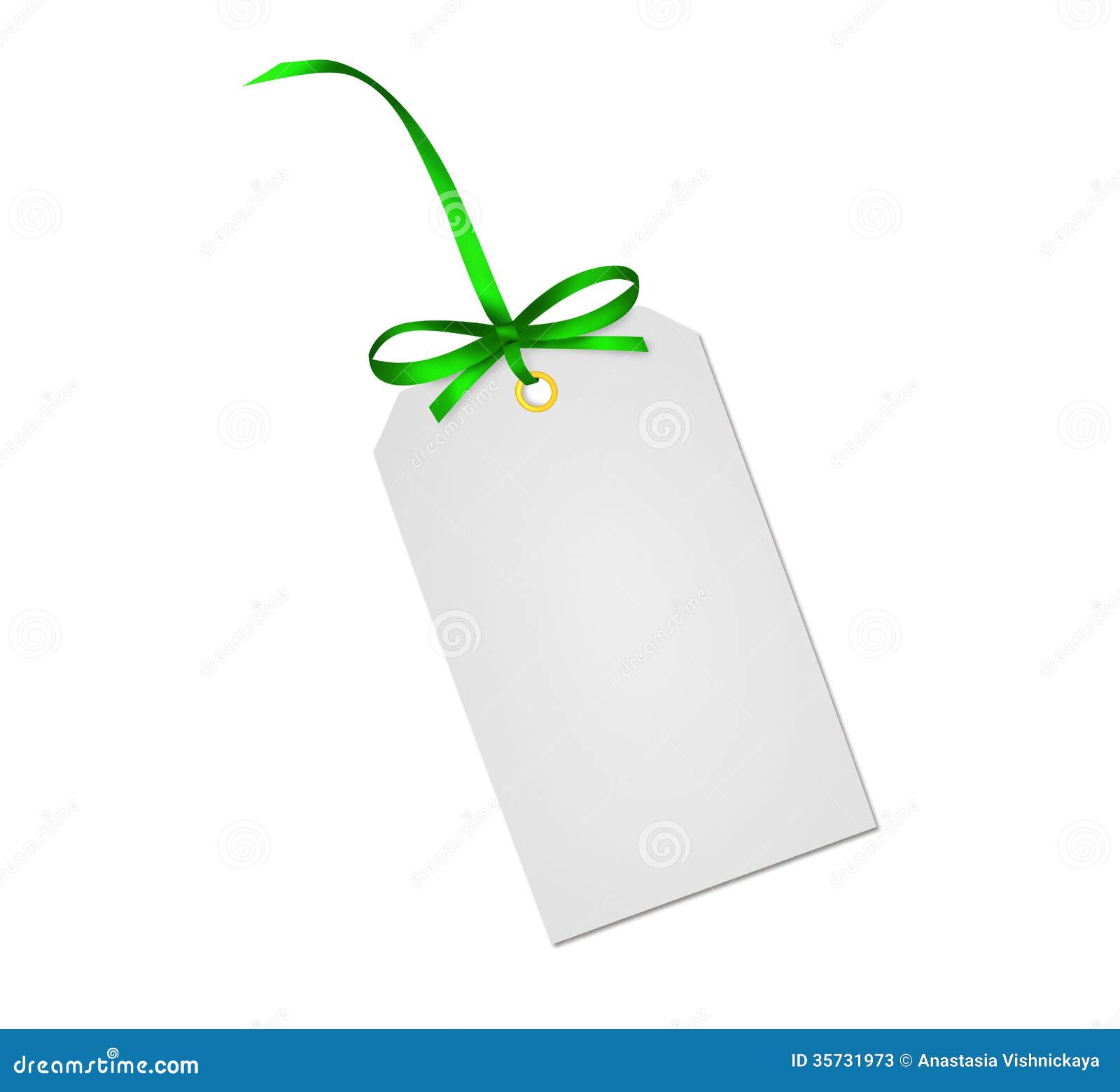 Gift Card Note with Green Ribbon Stock Illustration Illustration of