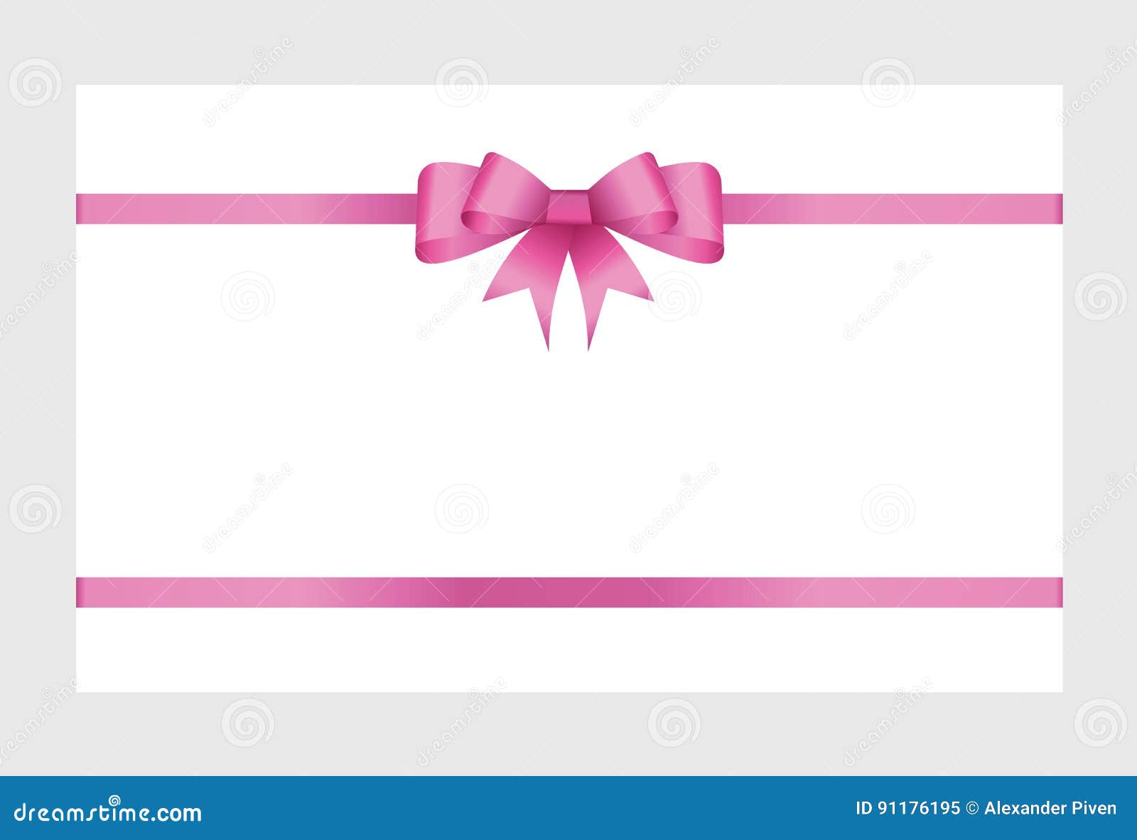 Gift Card with Pink Ribbon and a Bow Stock Vector - Illustration Intended For Pink Gift Certificate Template