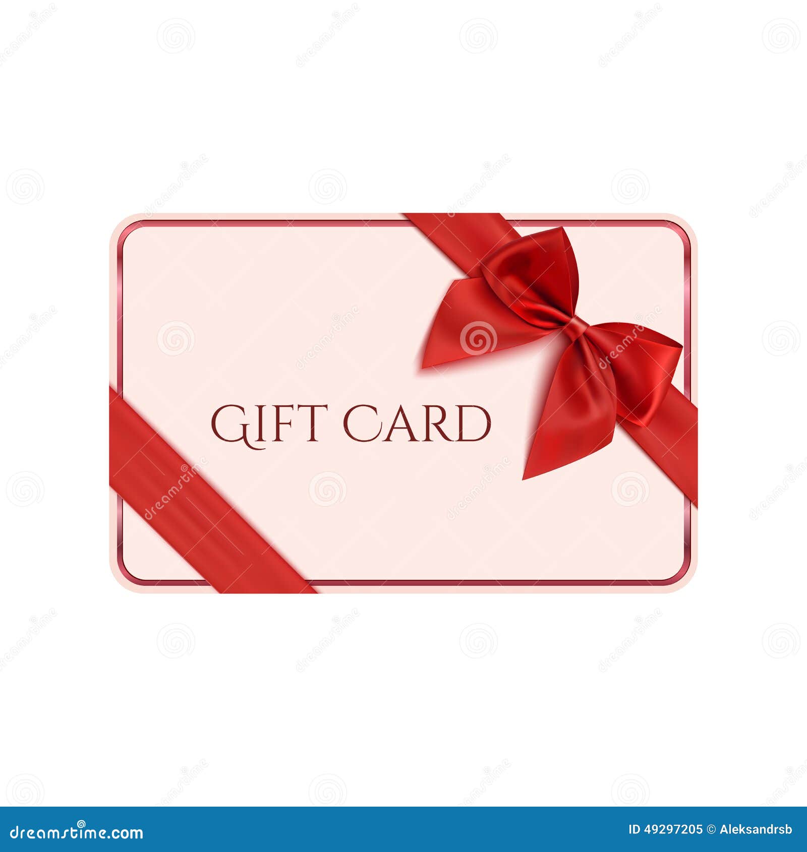 Gift Card Template with Red Ribbon and a Bow Stock Vector Illustration of elegant, christmas