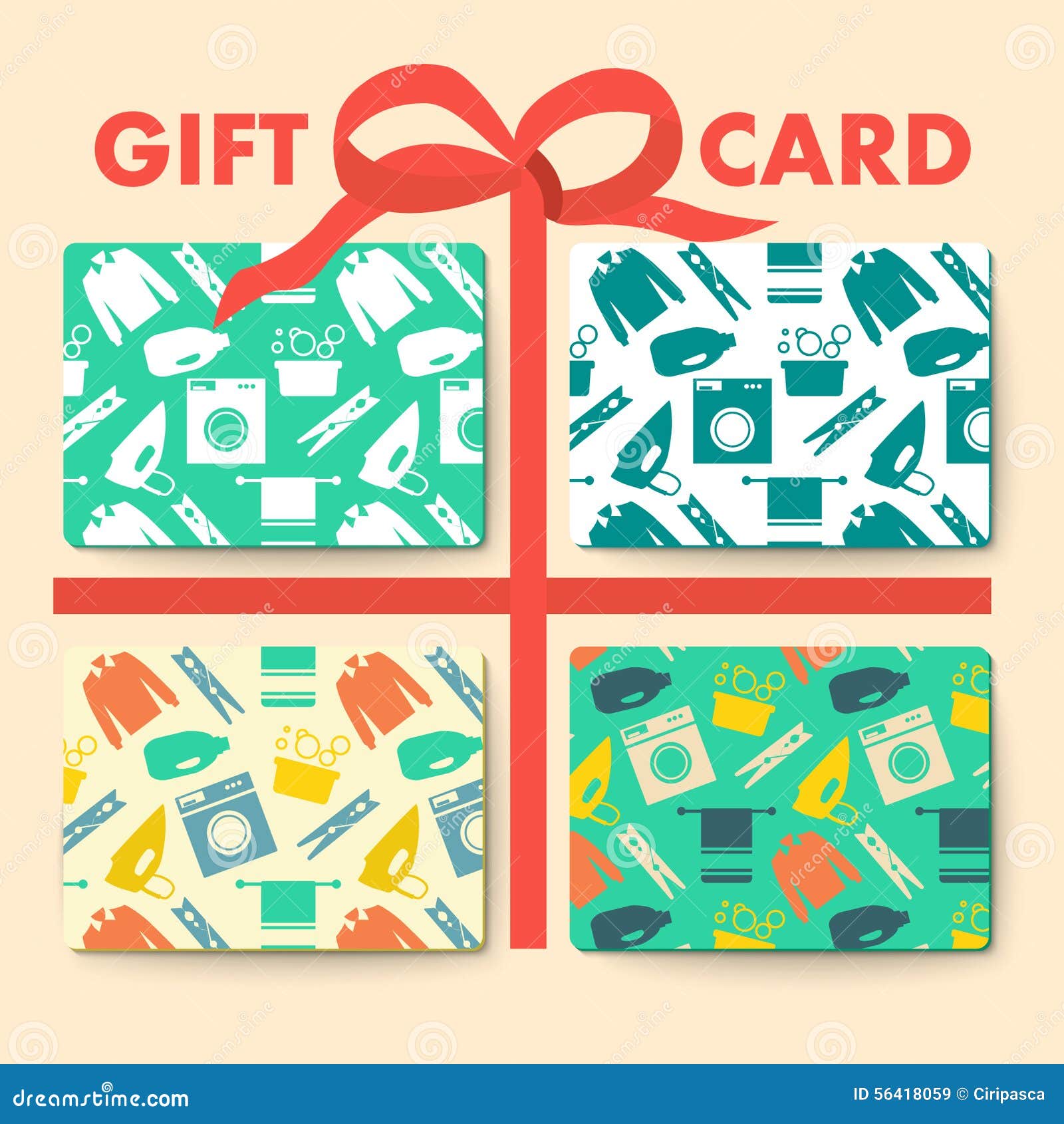 Gift Cards with Seamless Patern and Gift Bows Stock Vector