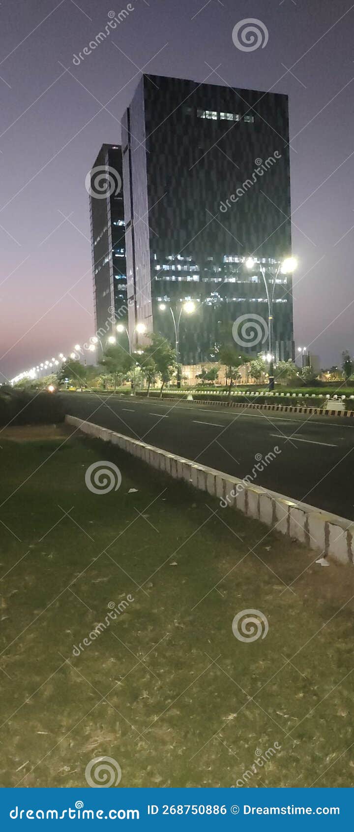 Gift City Gandhinagar with Moon Stock Photo Image of facade, city