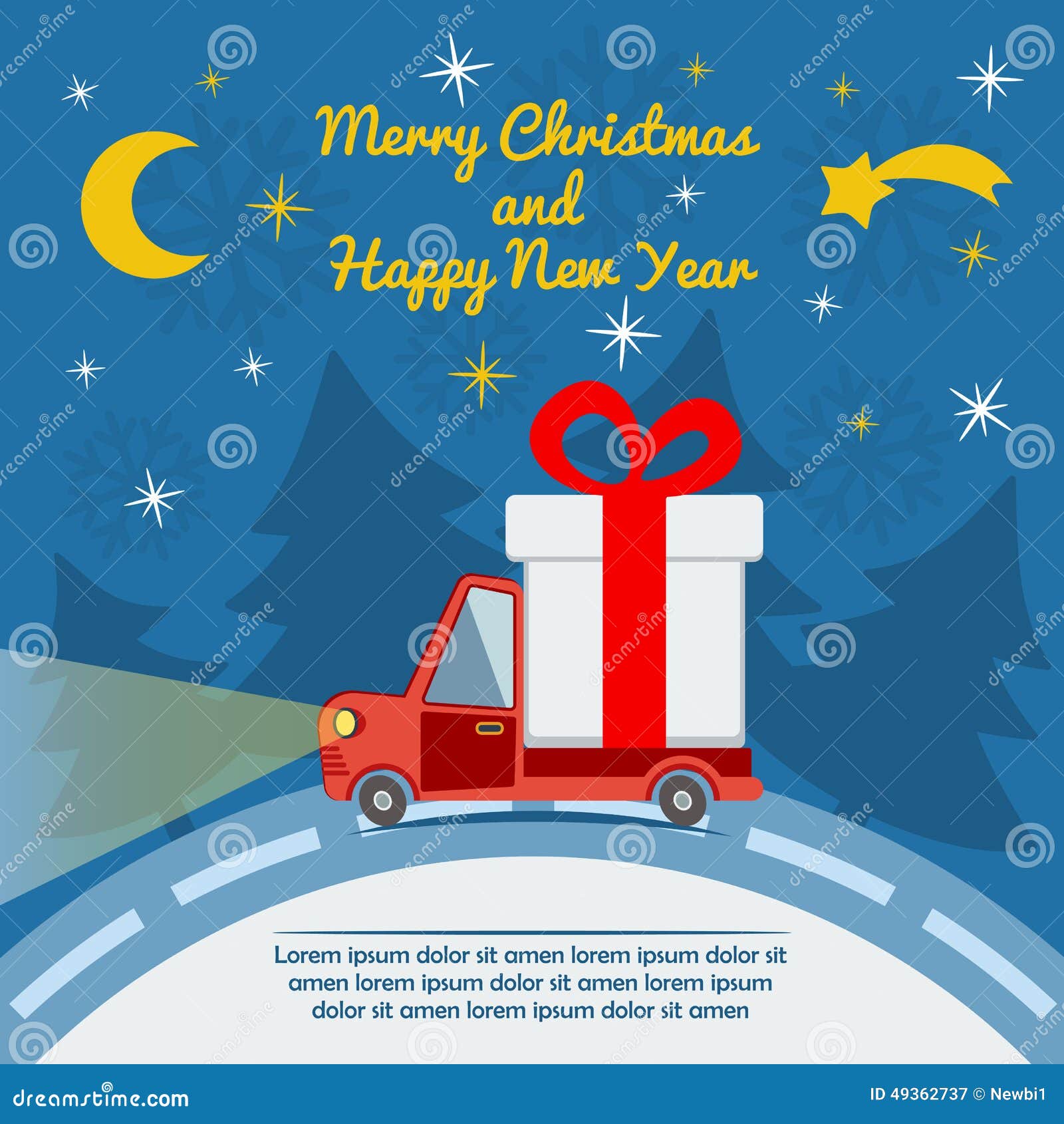 Gift Delivery Van in Christmas Eve. Stock Vector Illustration of Mail Delivery Christmas Eve