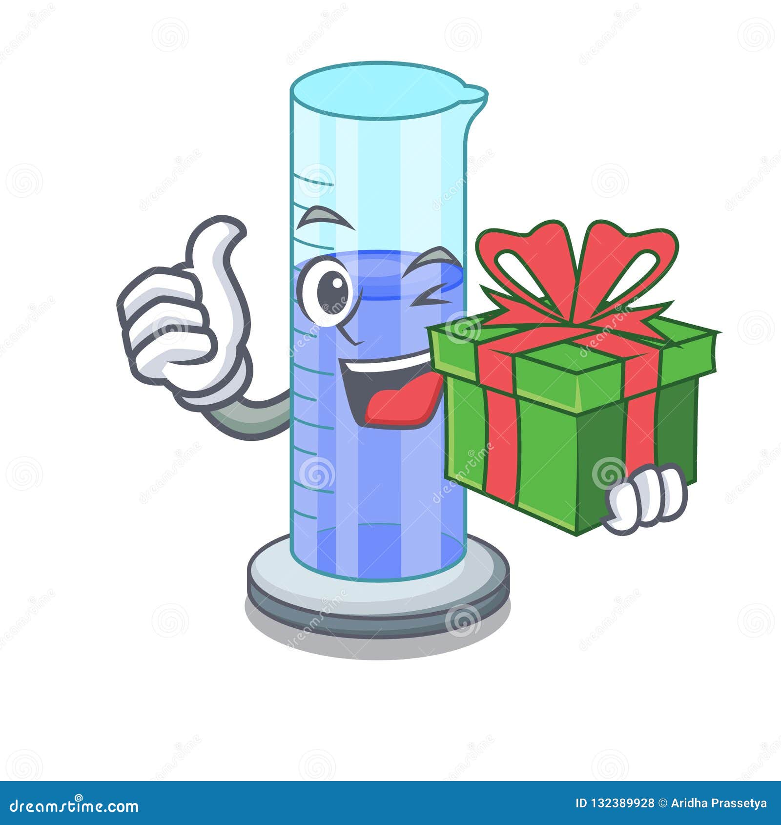 With Gift Graduated Shaped Cylinder Isolated on Cartoon Stock Vector -  Illustration of beaker, character: 132389928