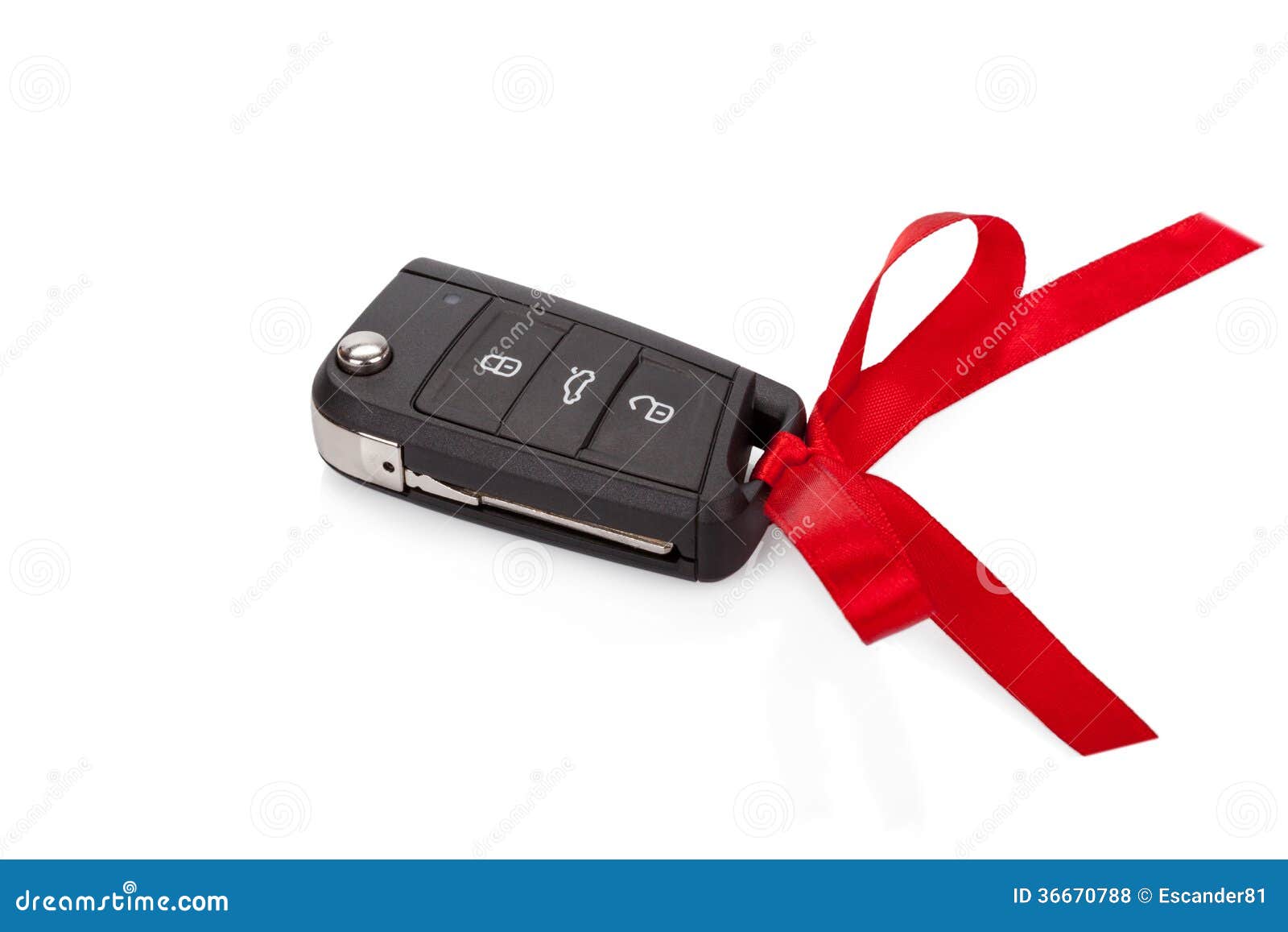 Gift Idea Car Keys with Red Ribbon Isolated Stock Photo Image of