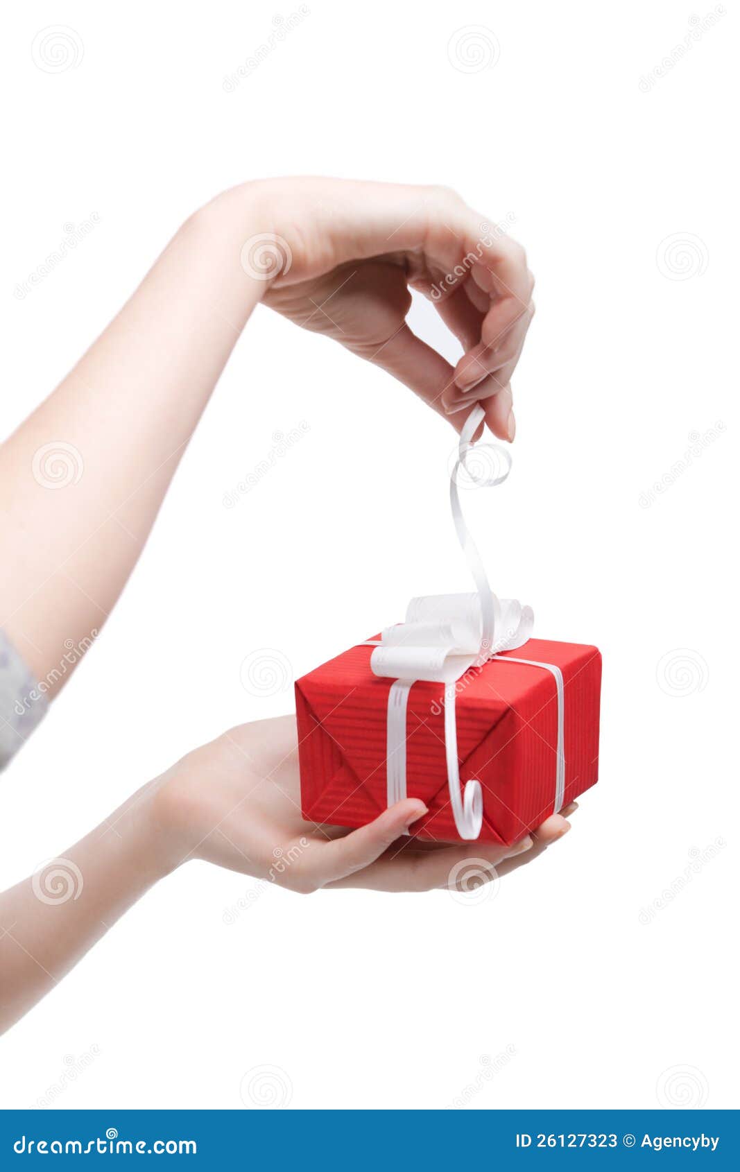 Gift opening stock image. Image of christmas, greeting 26127323