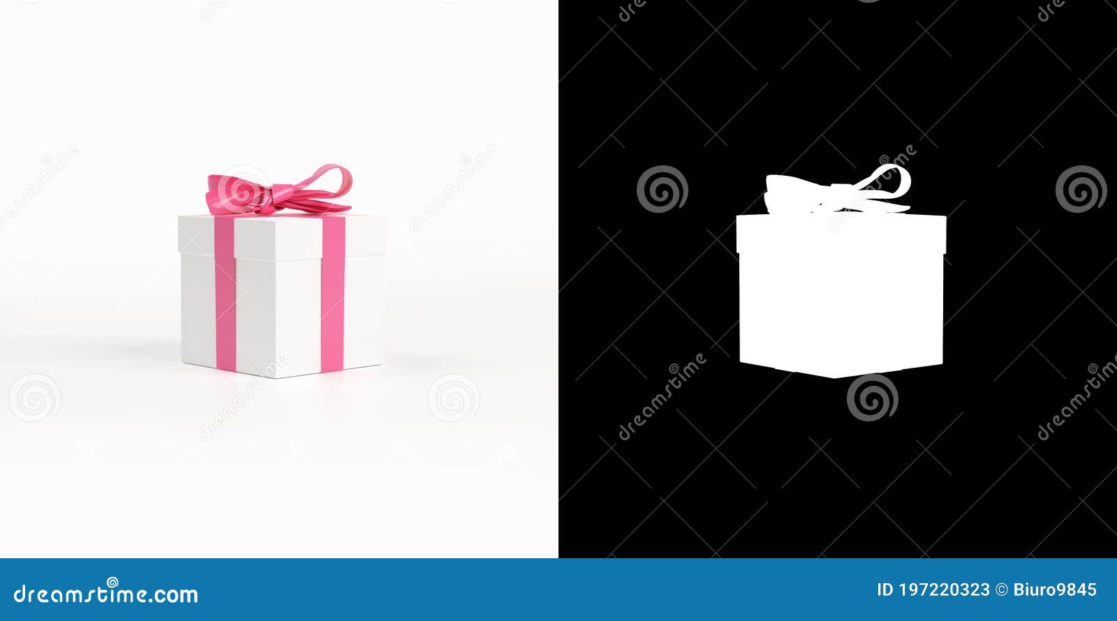 Gift with Pink Ribbon. Isolated on White Background Present in Christmas  Box. Layer Mask Alpha Chanel Included Stock Illustration - Illustration of  pink, layer: 197220323