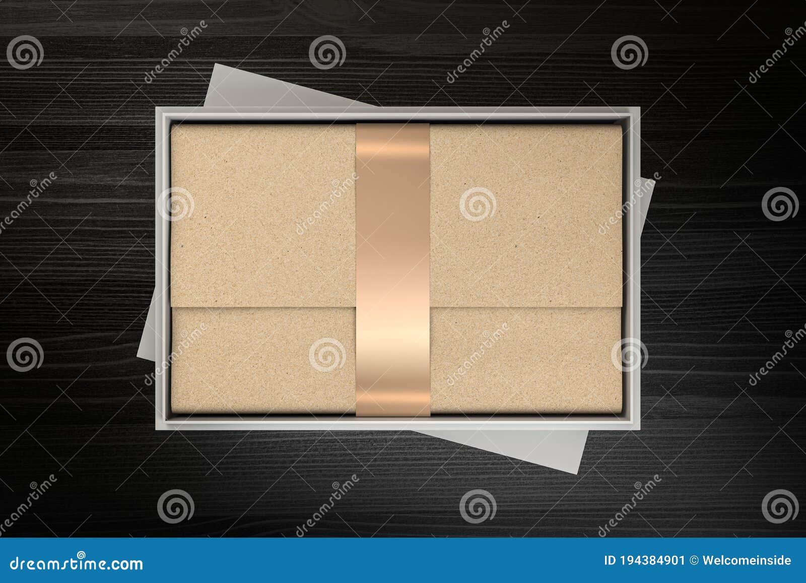 Download Gift Present Box Mockup With Craft Wrapping Paper And ...