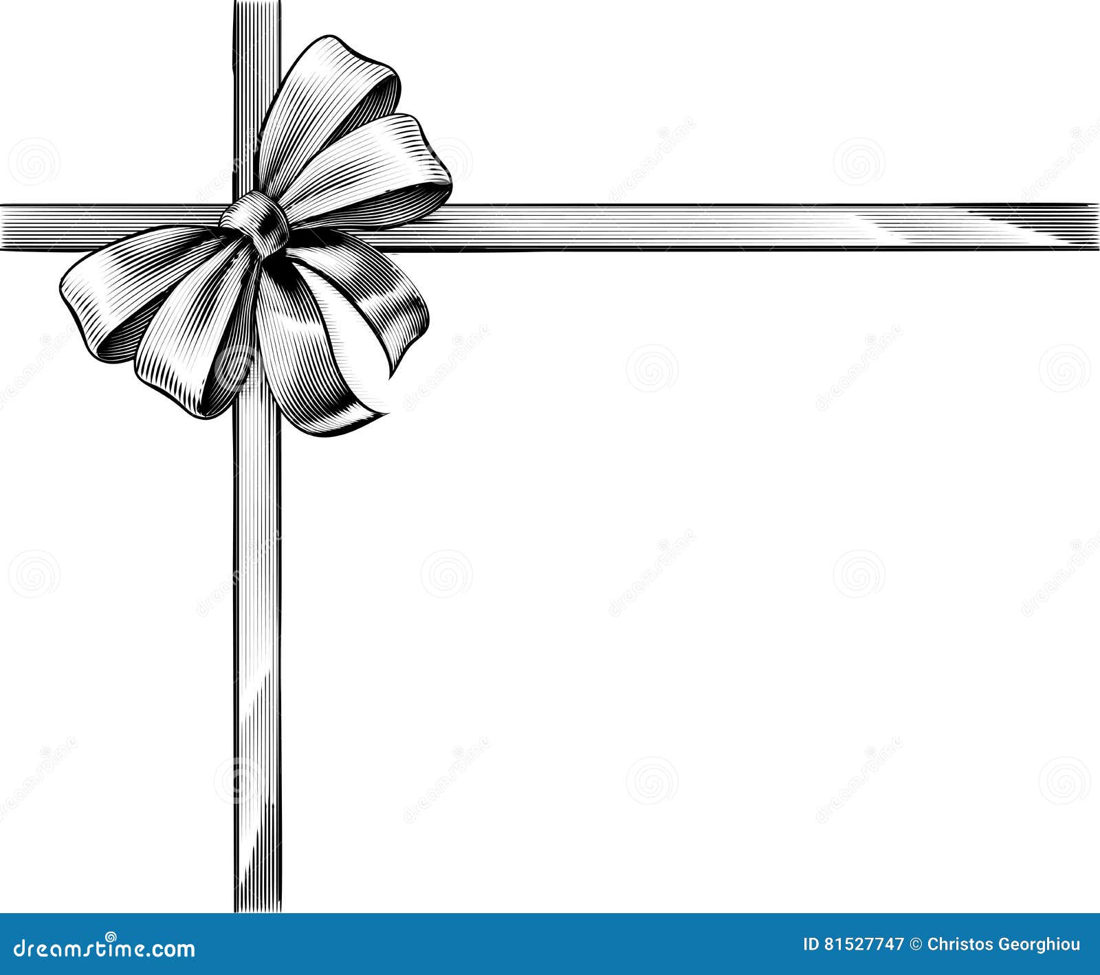 Gift Ribbon Bow Vintage Woodcut Engraved Etching Stock Vector