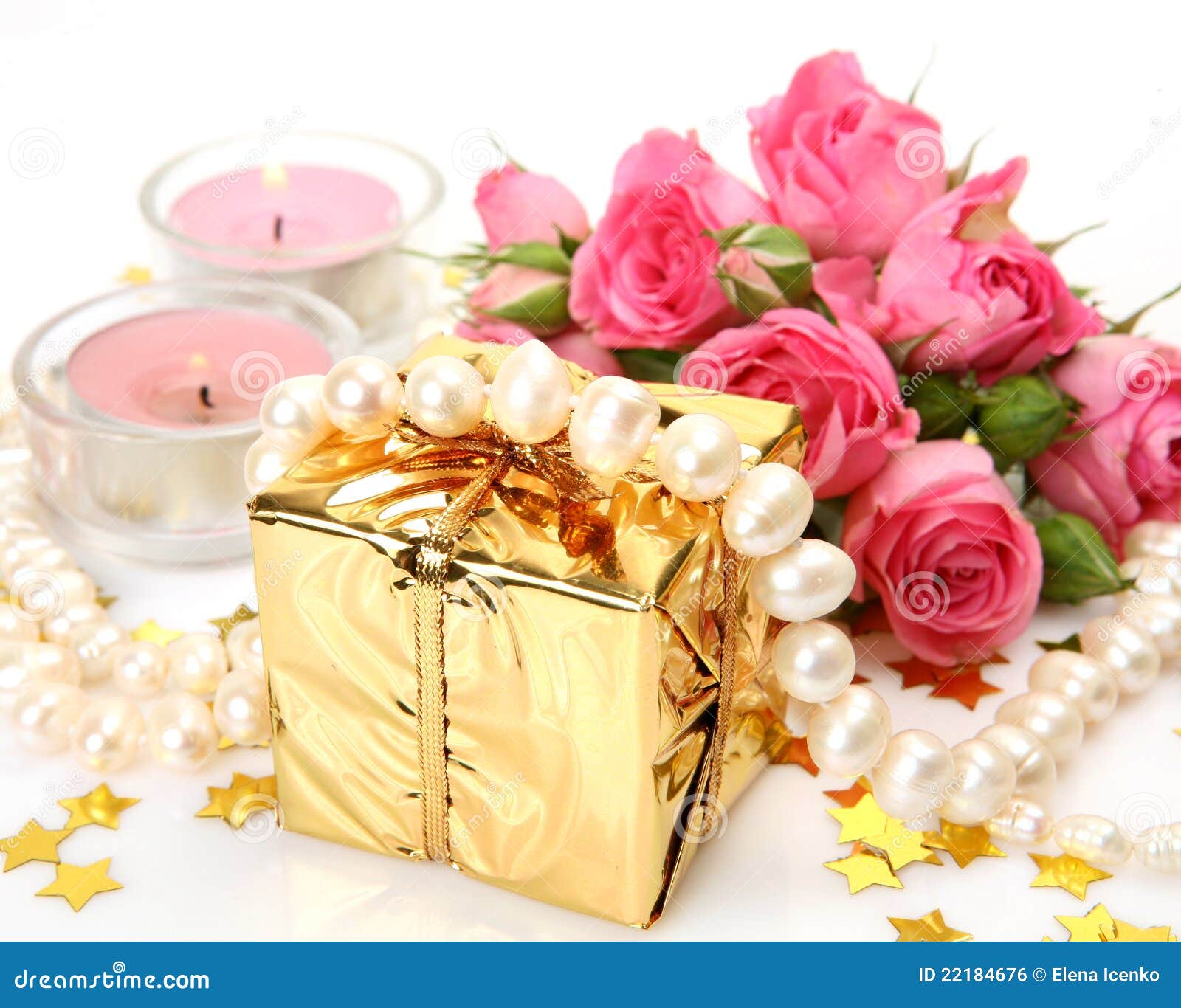 Gift and roses stock photo. Image of flower, holiday 22184676