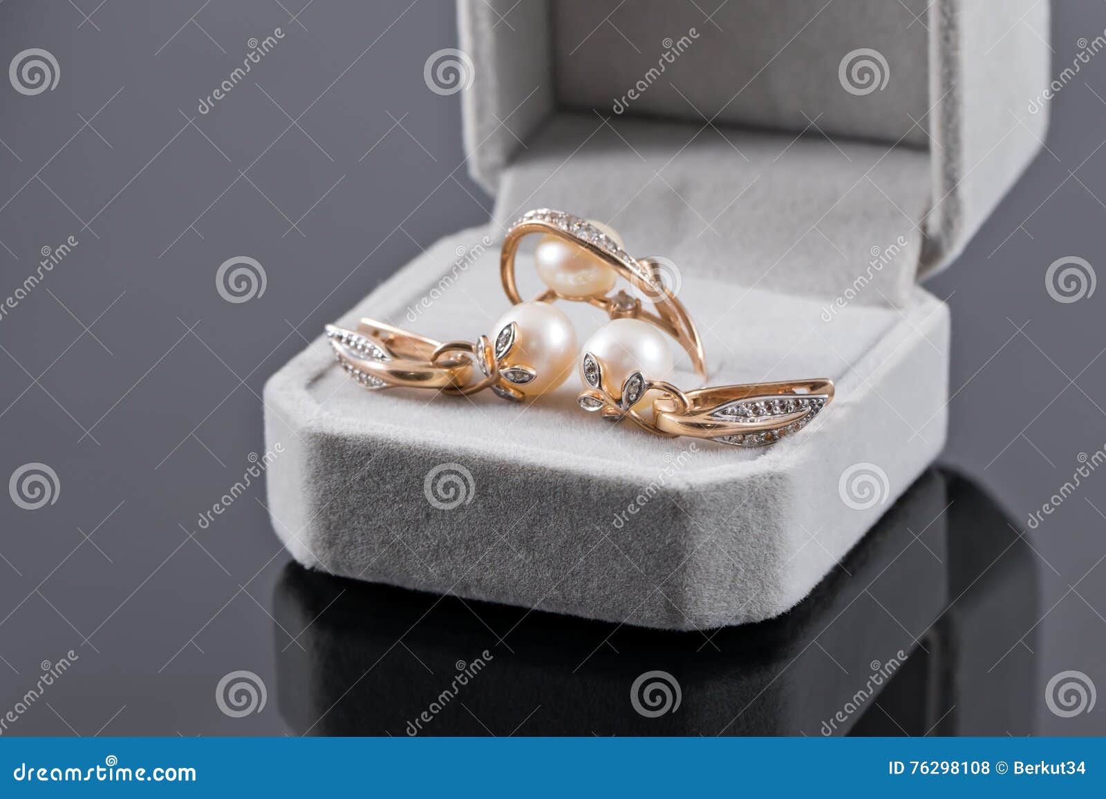 Gift Set of Gold Jewelry with Pearls Stock Photo Image of diamond