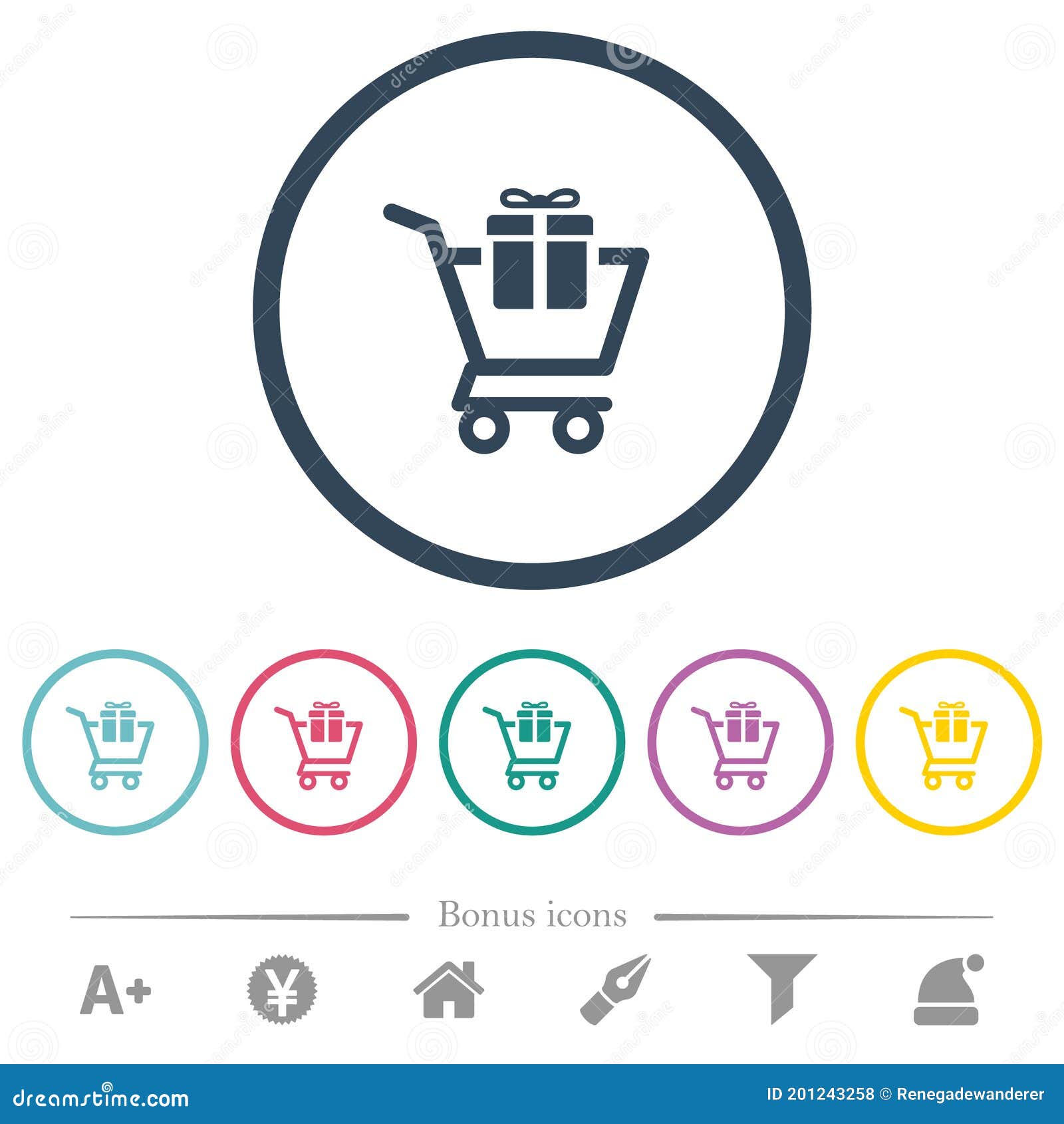 gift shopping flat color icons in round outlines