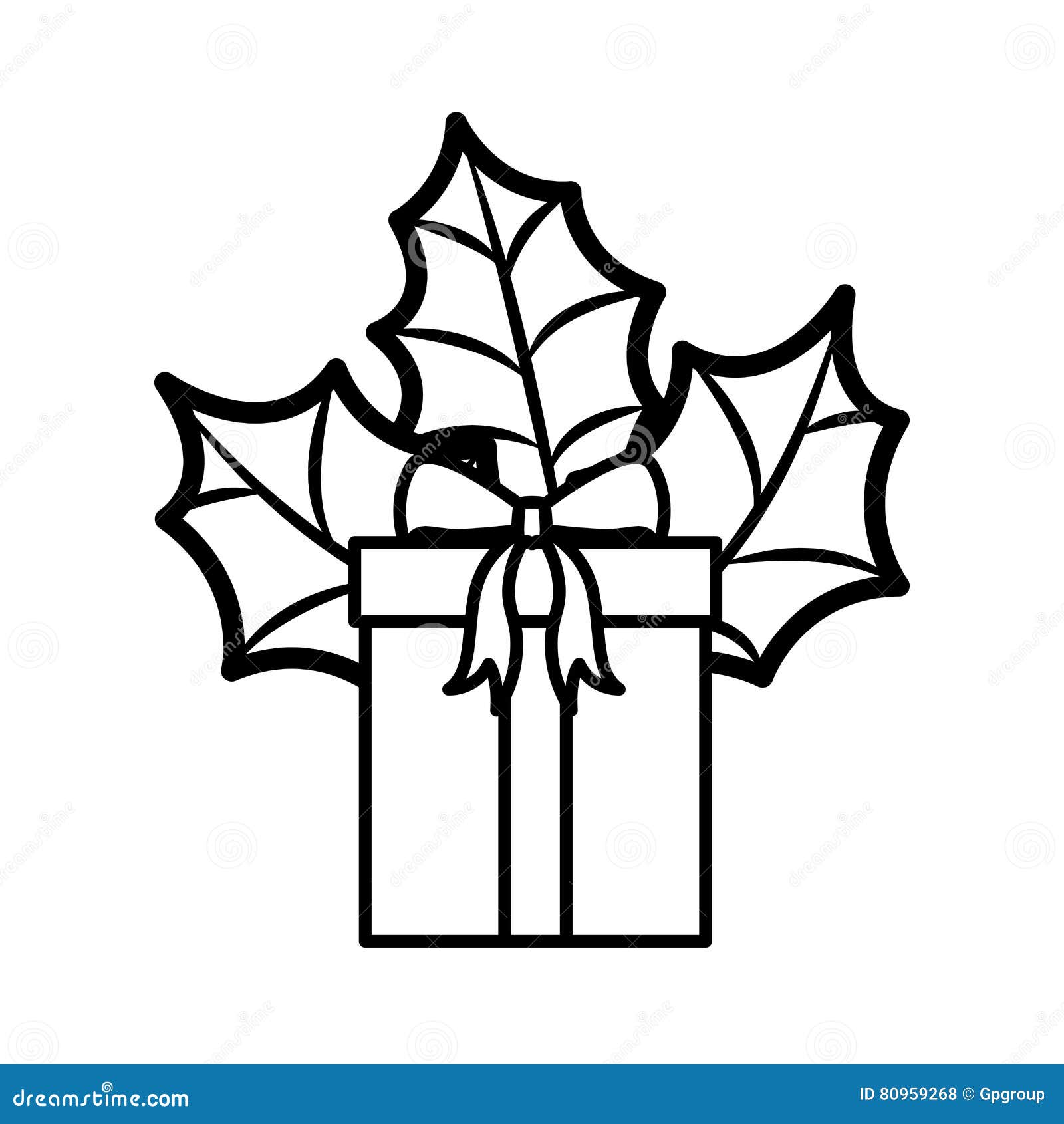 Download Gift Silhouette With Bow And Christmas Leaves Stock Vector ...