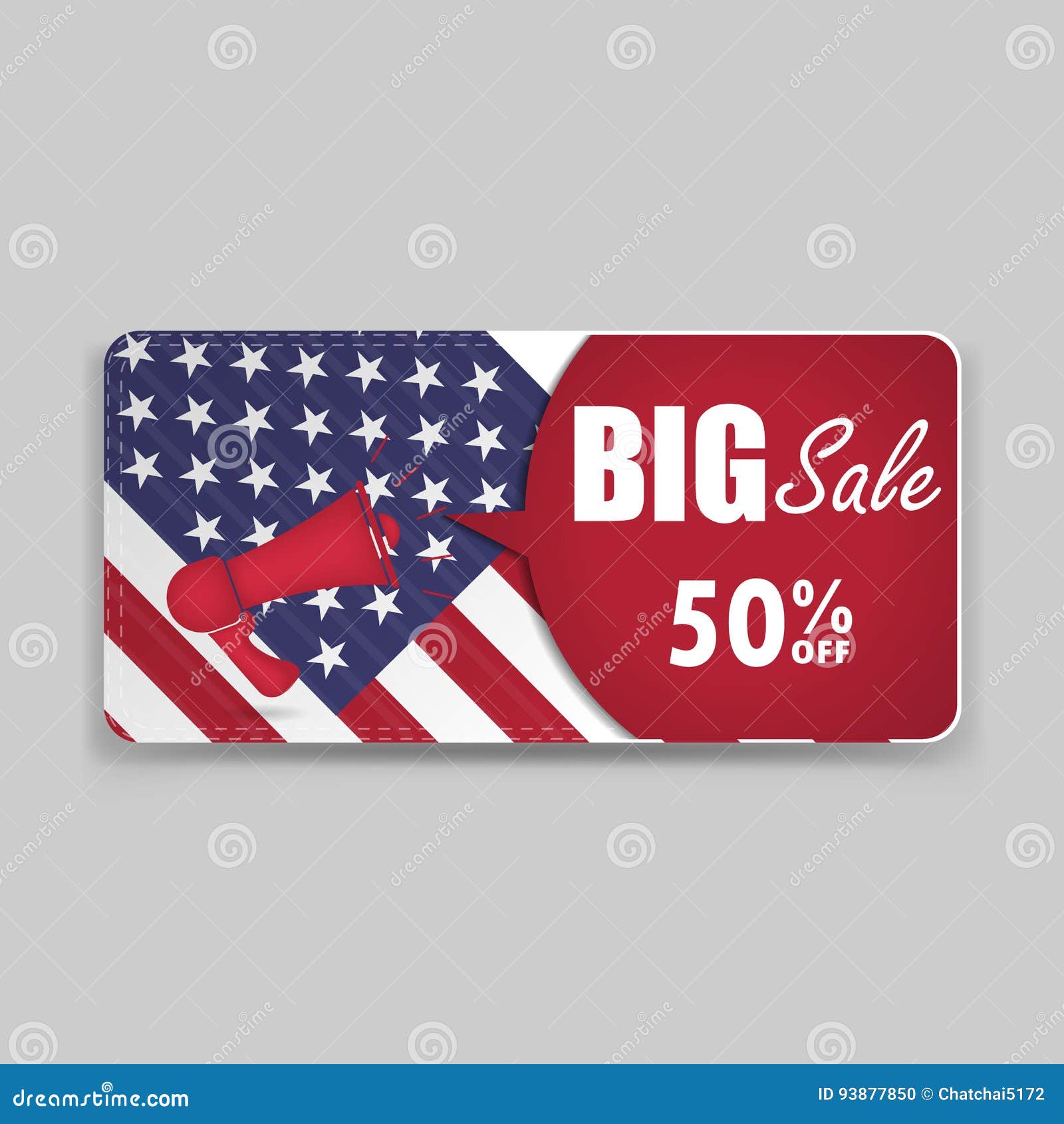 Gift Voucher American Flag Background or Certificate Coupon Temp Stock