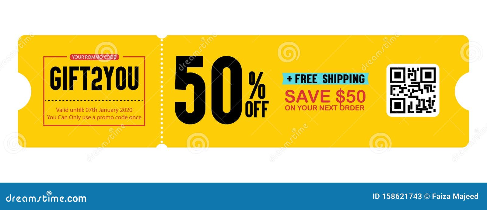 Discount coupon 50 percent off gift voucher Vector Image