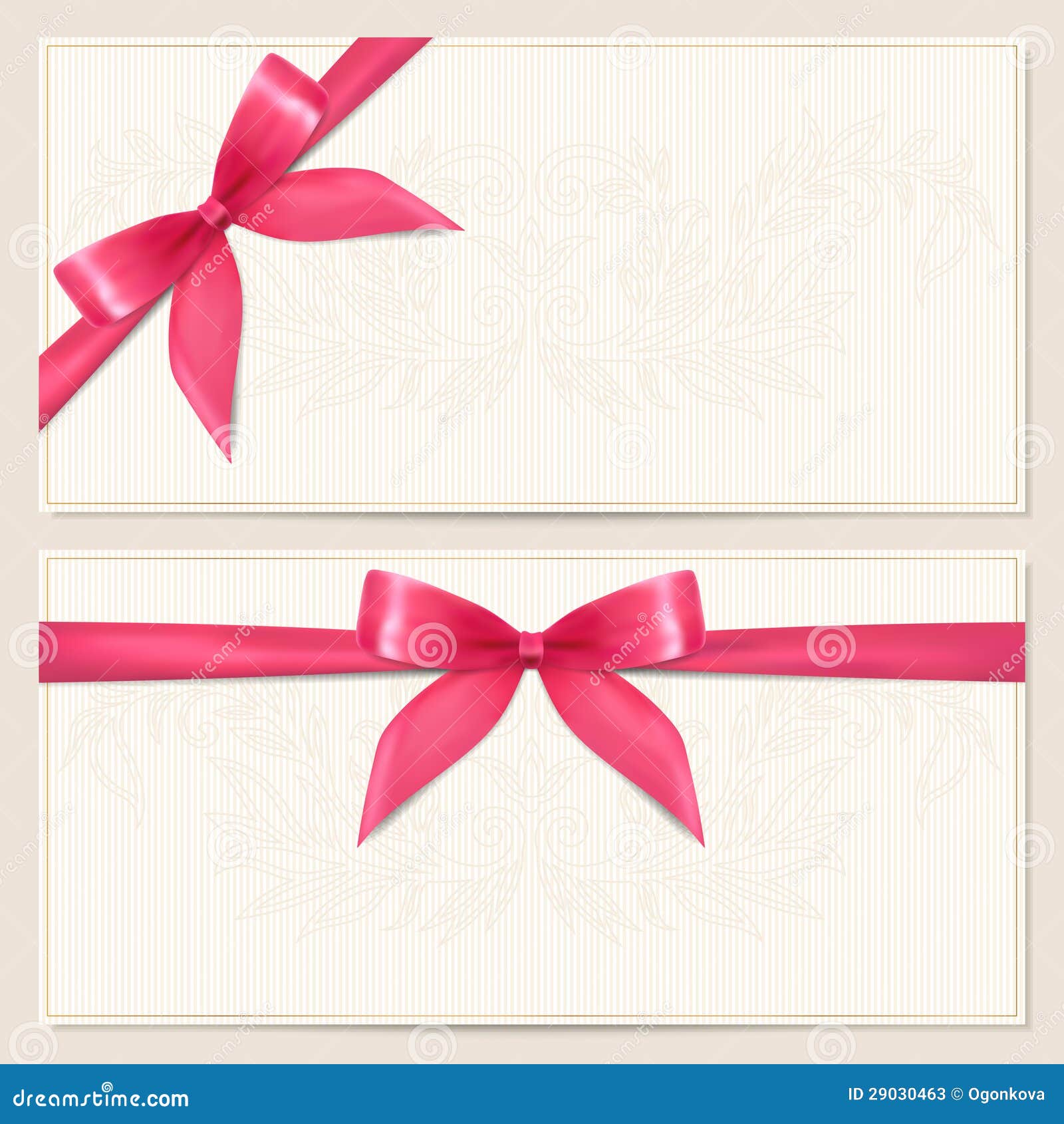 gift voucher / coupon template with bow (ribbons)