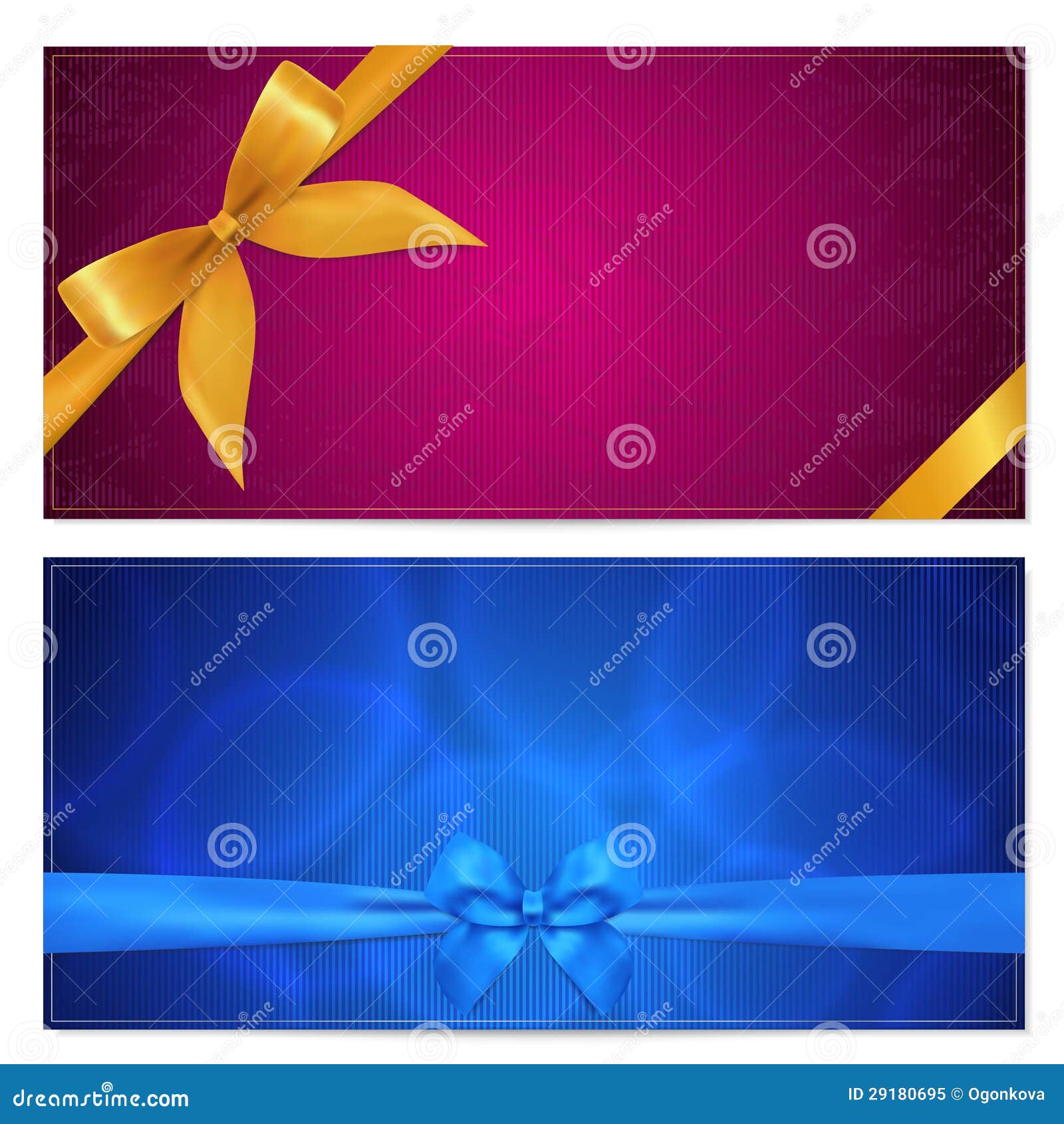 gift voucher / coupon template. bow (ribbons)