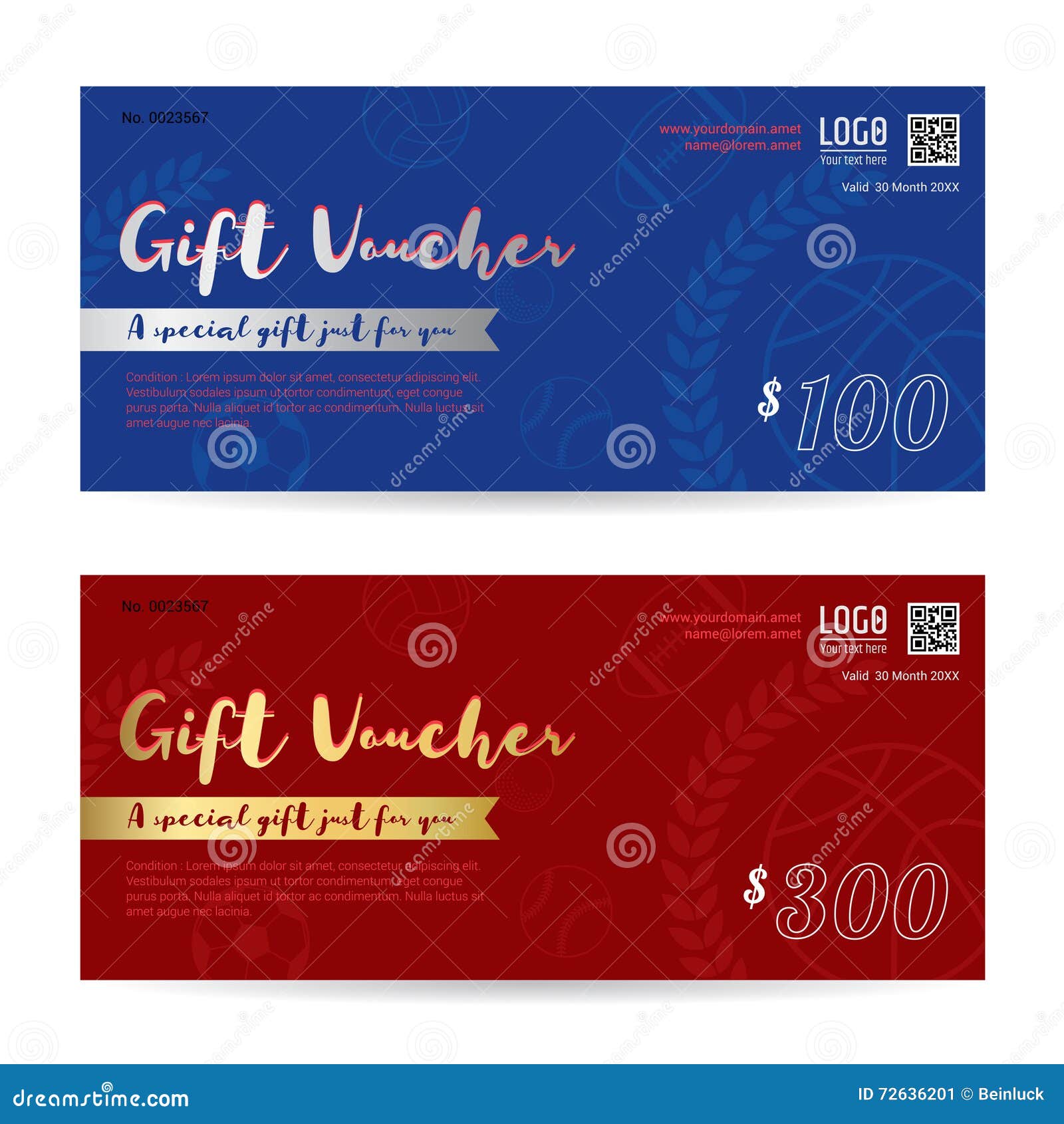 Gift Voucher, Gift Certificate, Gift Card Template in Sport Theme Stock Vector Illustration of