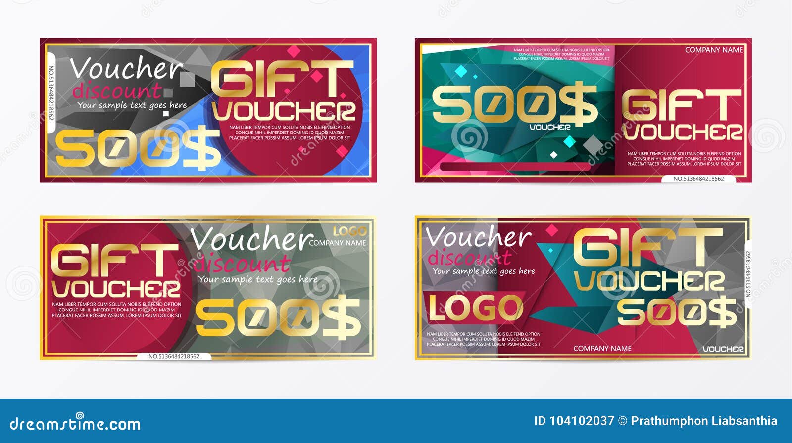 Gift Voucher Gold Template Colors Certificate. Background Design Stock