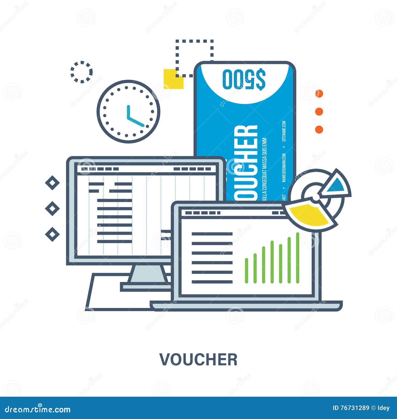 Gift voucher. Office work stock vector. Illustration of background