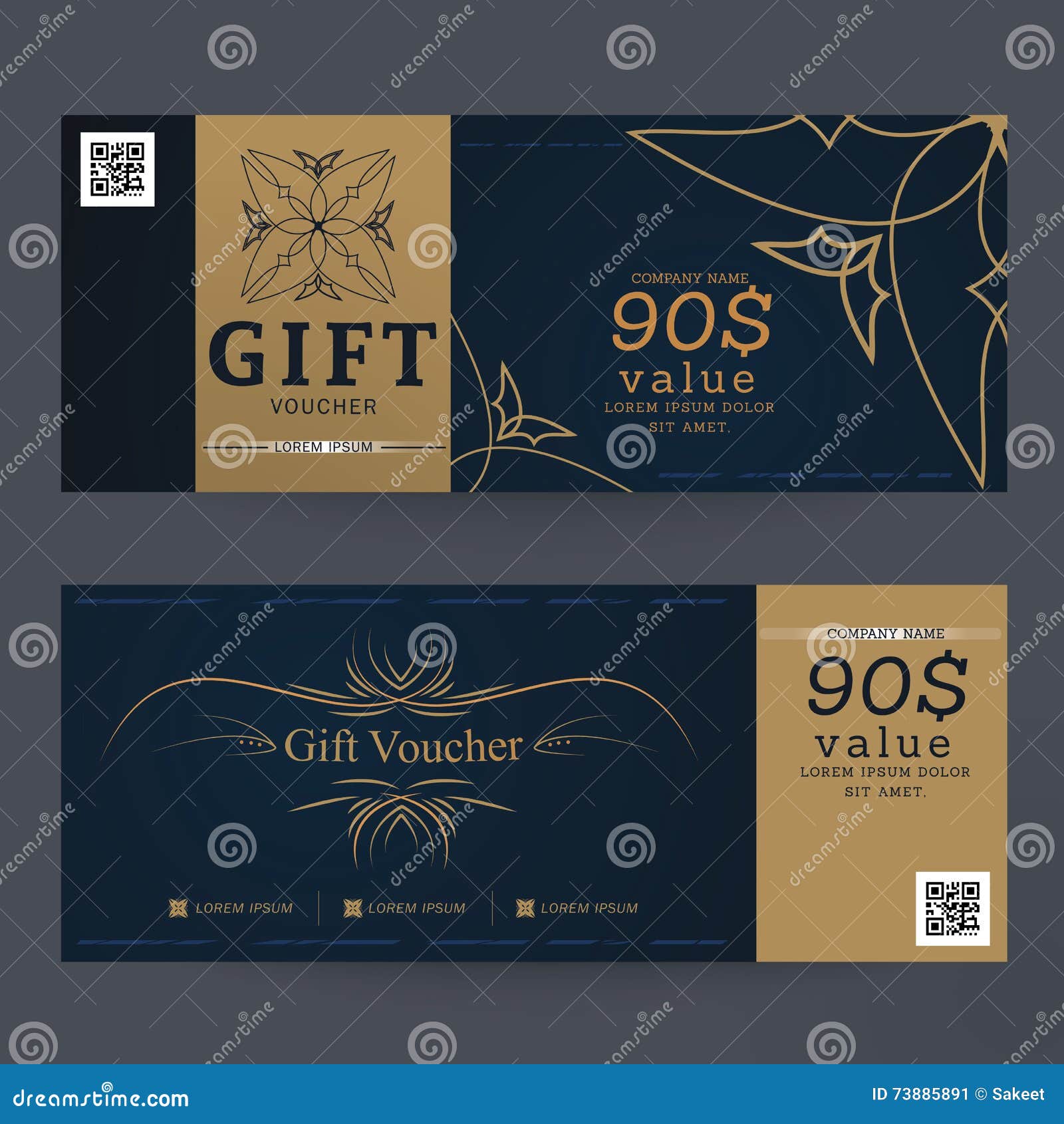 gift voucher premier gold color  concept for gift coupon, invitation, certificate, flyer, banner, ticket.