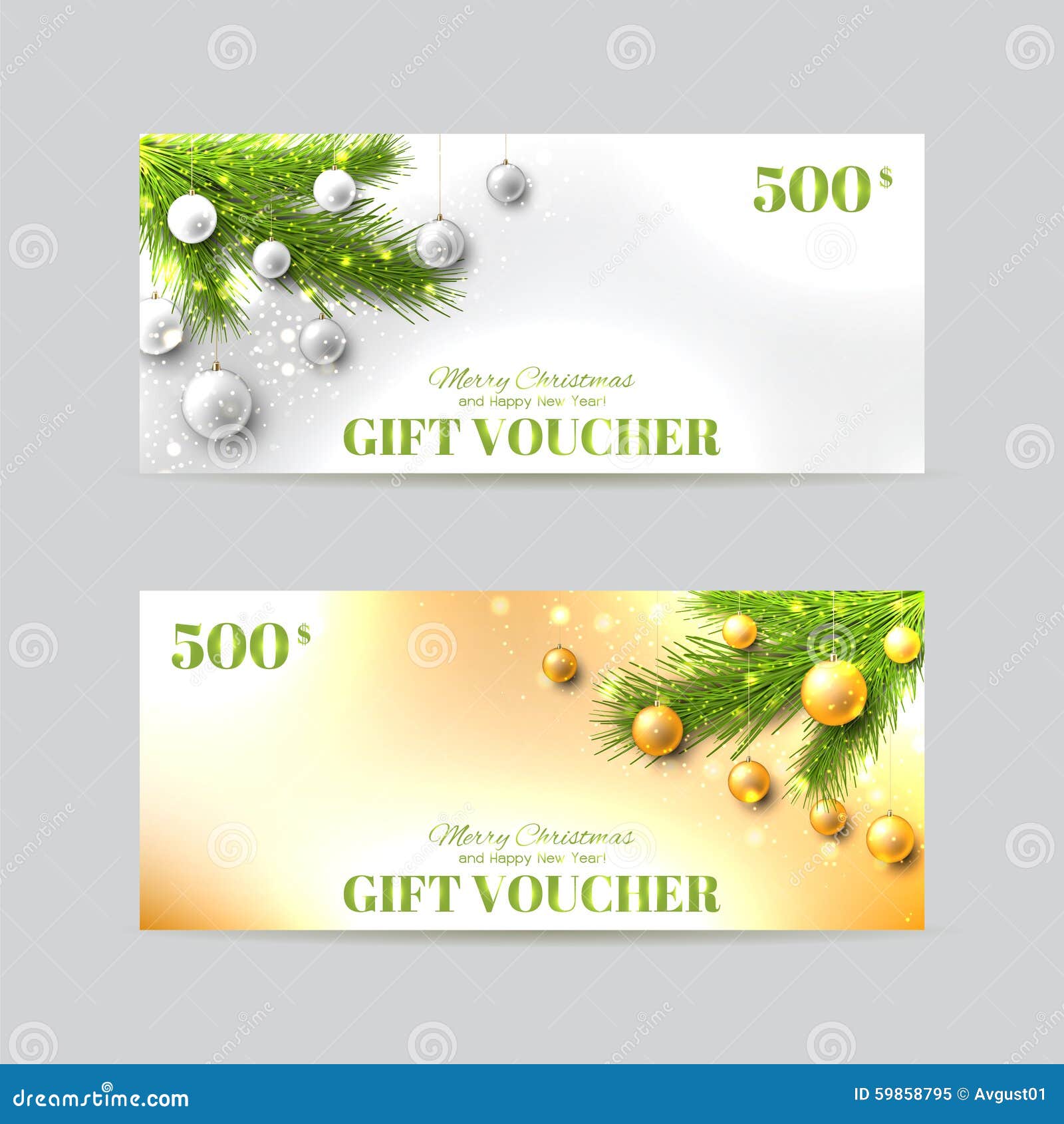 Gift Voucher Template with Christmas Fir-tree Stock Vector With Christmas Gift Certificate Template Free Download