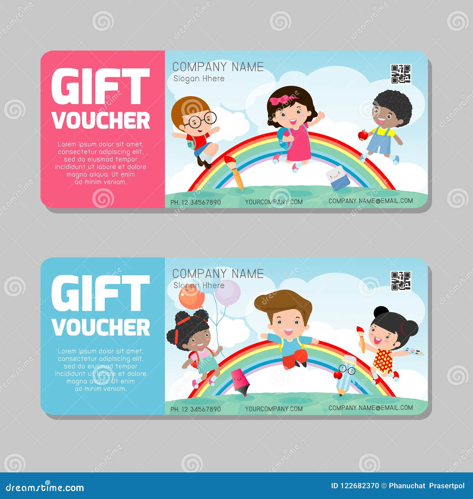 Gift Voucher Template and Modern Pattern. Kids Concept. Voucher Intended For Kids Gift Certificate Template