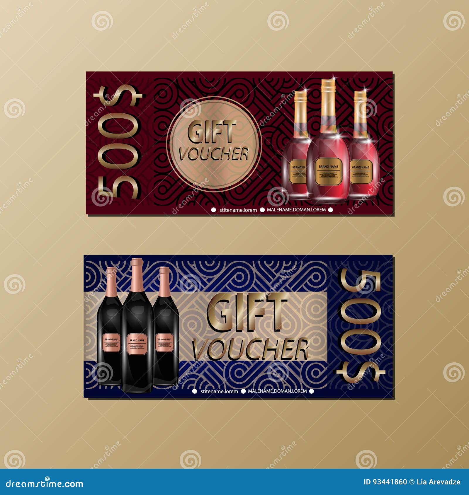 Gift Voucher Template with Sparkls and Wine Bottles for Your Designt