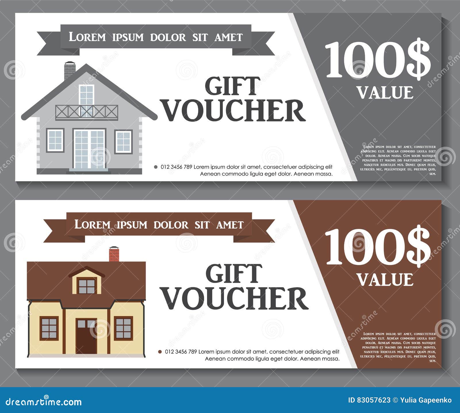 Gift Voucher Template with Variation of House Discount Coupon. Stock