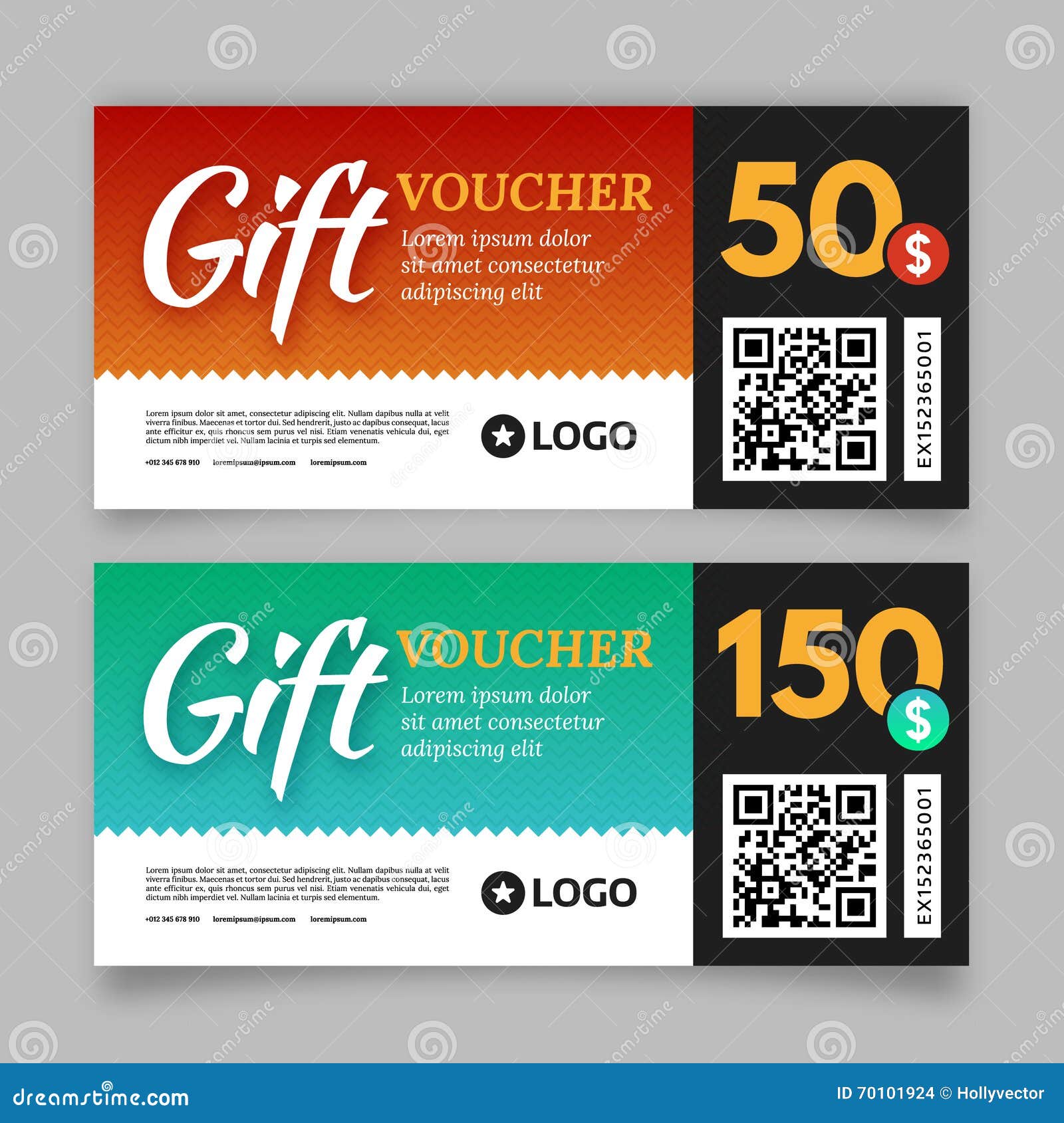 Gift Voucher Template, Vector Graphic Design Stock Vector