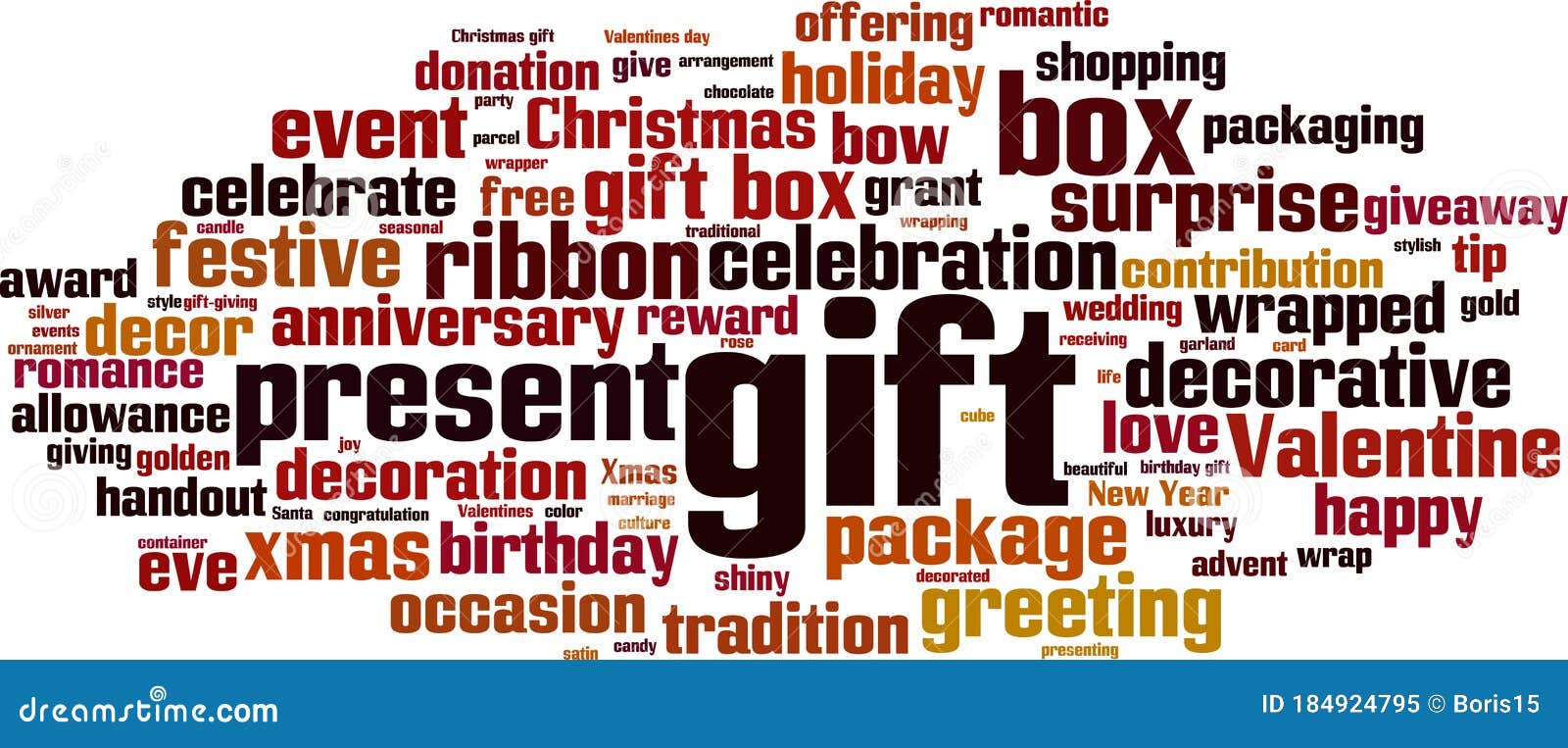 Gift word cloud stock vector. Illustration of xmas, offering 184924795