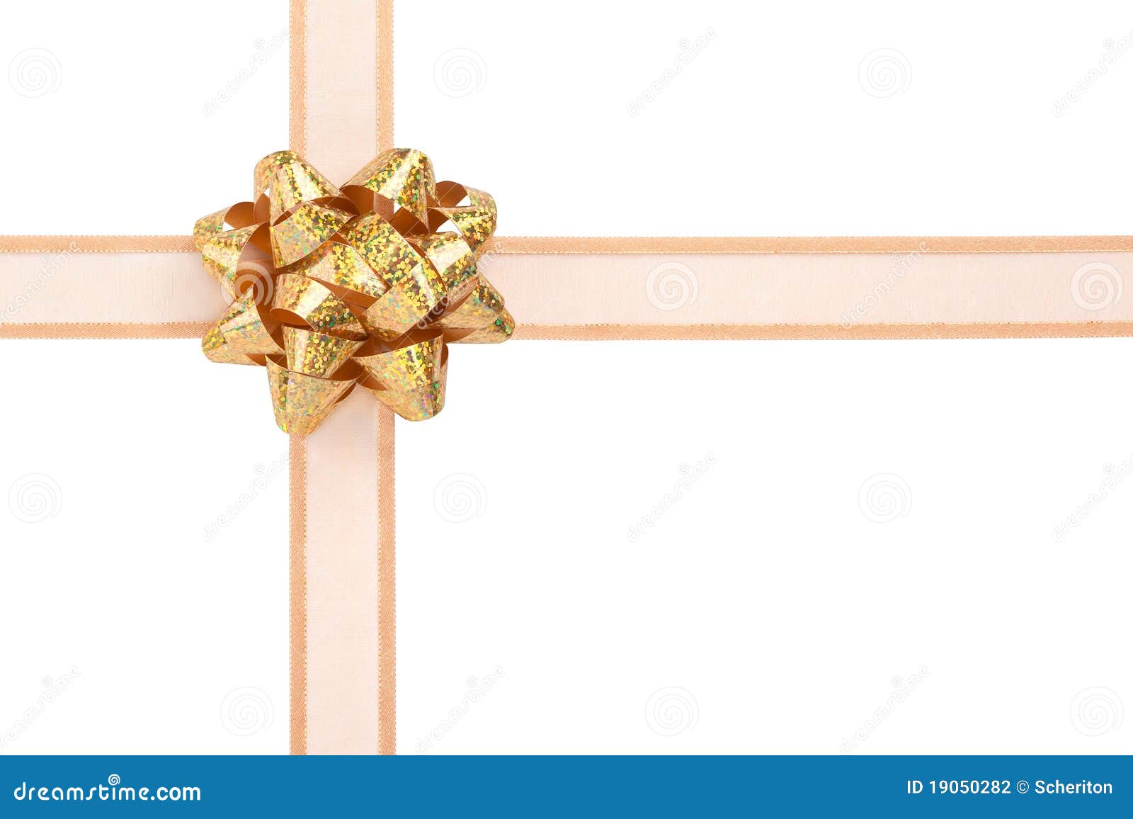 Gift Wrap with Gold Ribbon and Sparkly Bow Stock Photo Image of