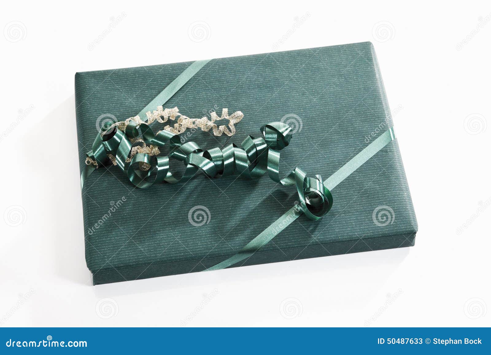 Gift Wrapped with Green Wrapping Paper Stock Image Image of paper