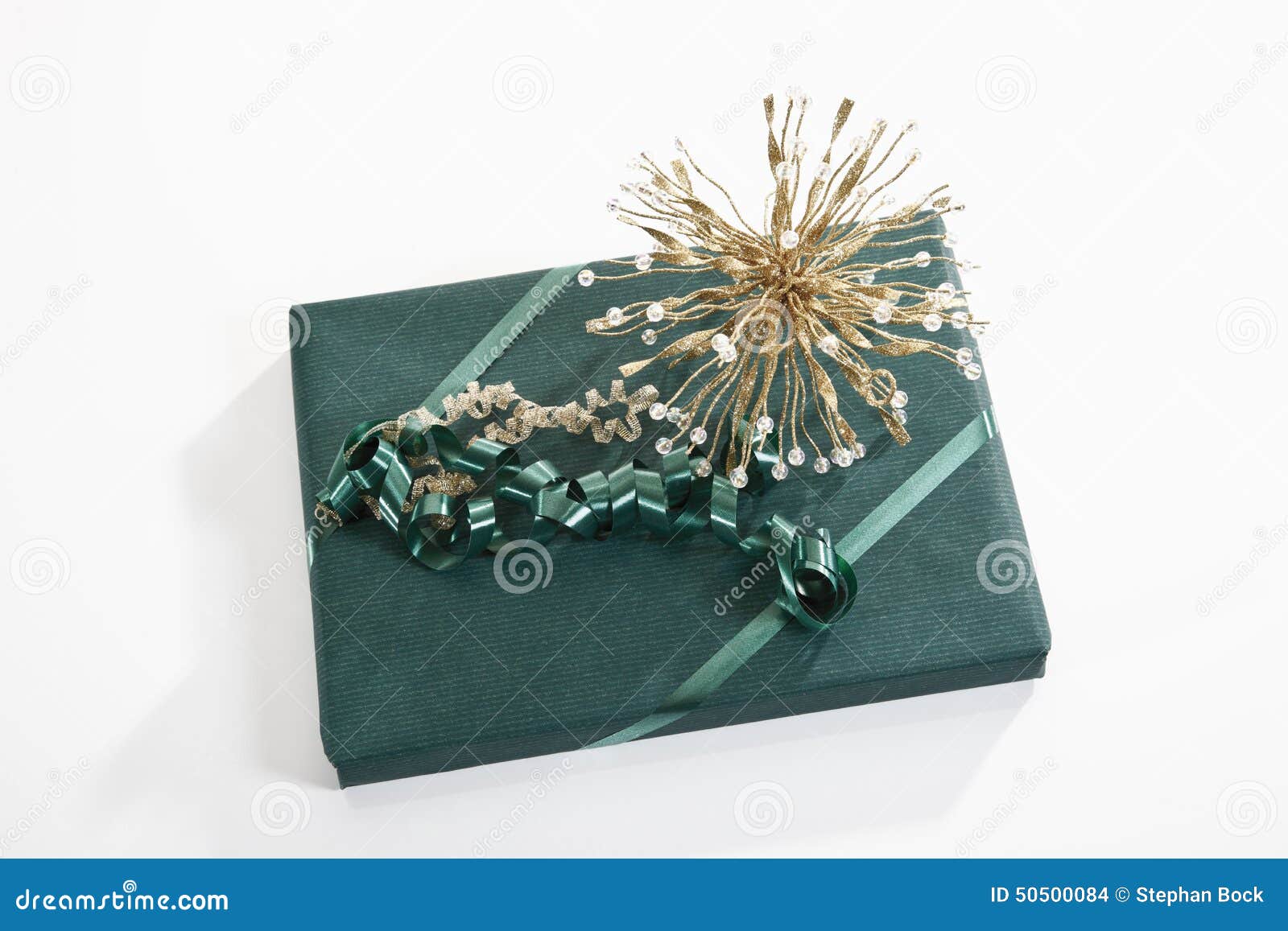 Gift Wrapped with Green Wrapping Paper Stock Photo Image of green