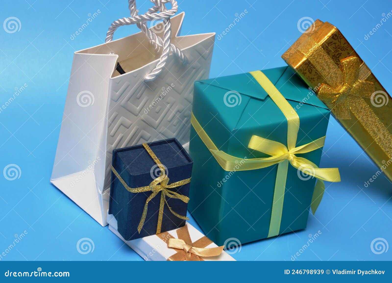Gift wrapping and boxes stock image. Image of background 246798939